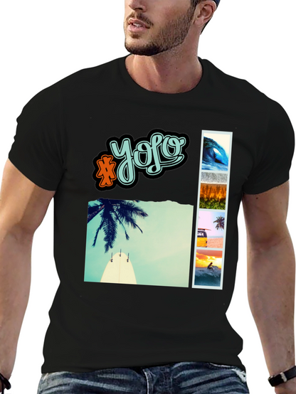 YOLO Beach Vibe Graphic Tee - Mens Casual T-Shirt