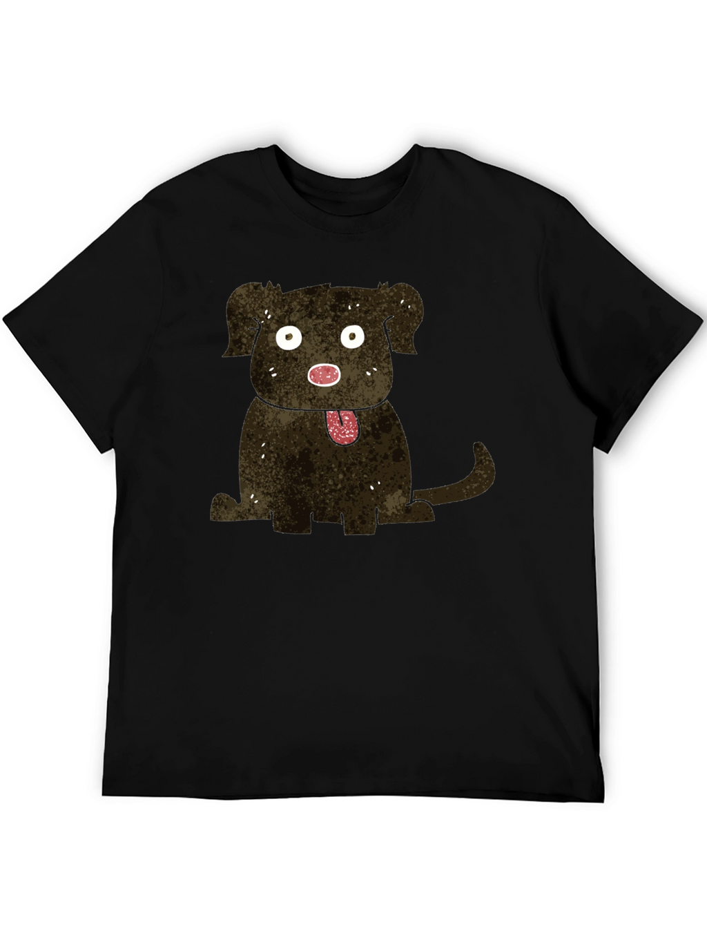 Cartoon Dog Graphic Black T-Shirt