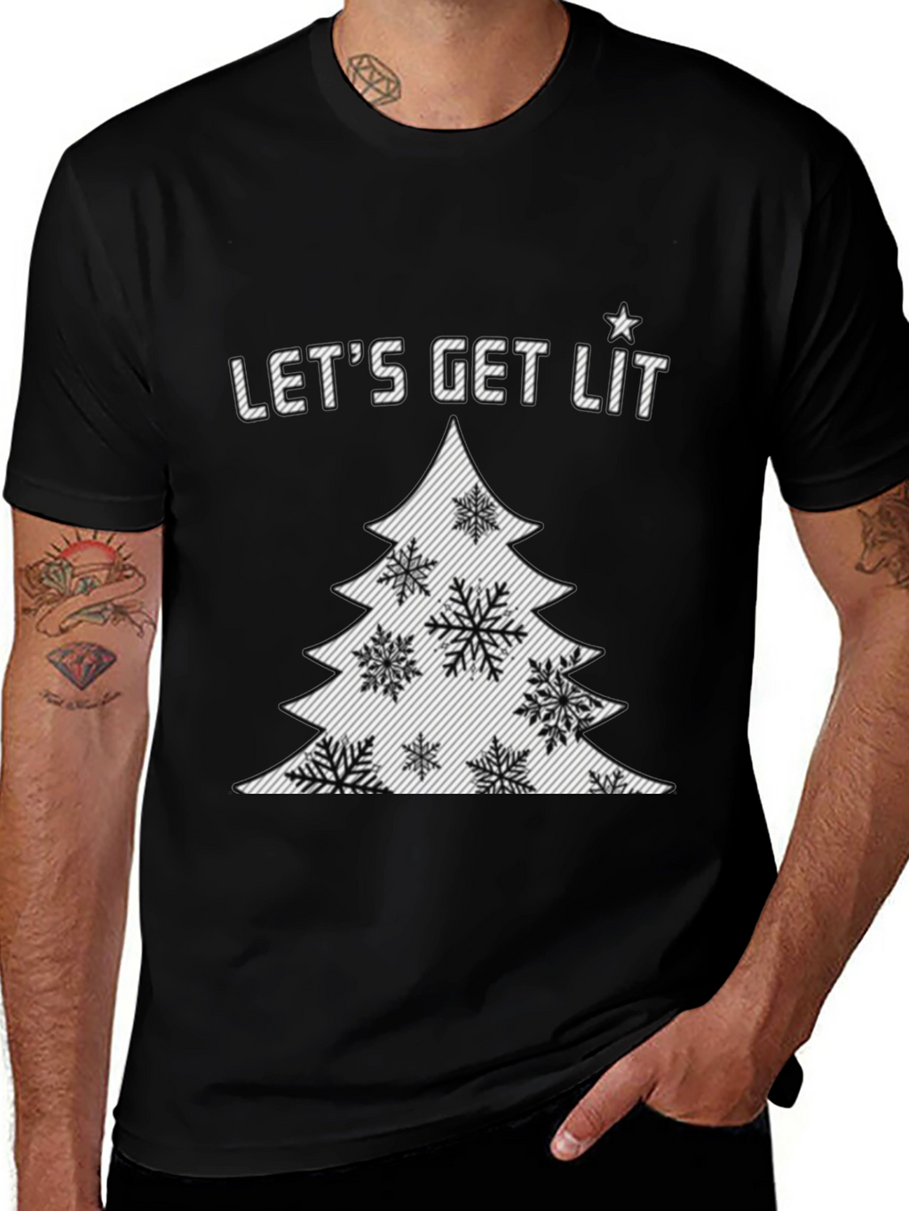 Lets Get Lit Christmas Tree Graphic Tee