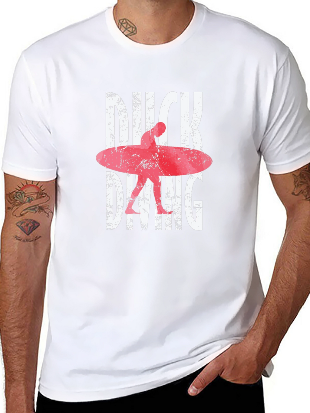 Duck Diving Surfer Graphic Tee - Black Cotton T-Shirt