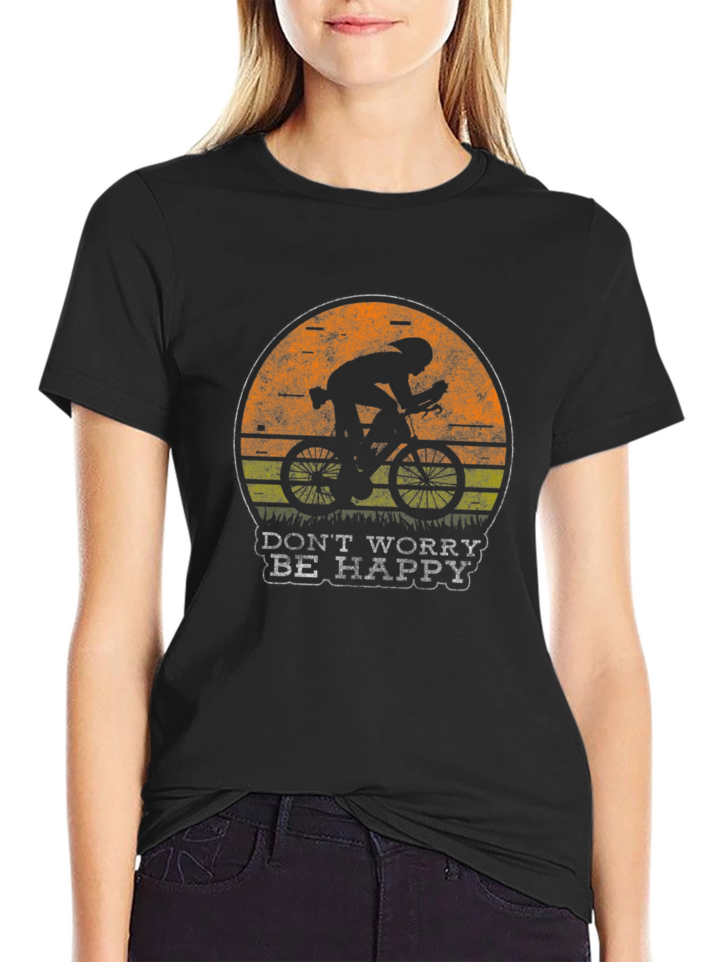 Dont Worry Be Happy Cycling Graphic T-Shirt