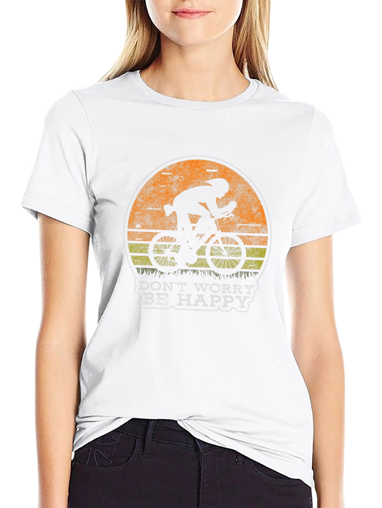 Dont Worry Be Happy Cycling Graphic T-Shirt