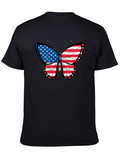 American Flag Butterfly Graphic Tee - Patriotic T-Shirt