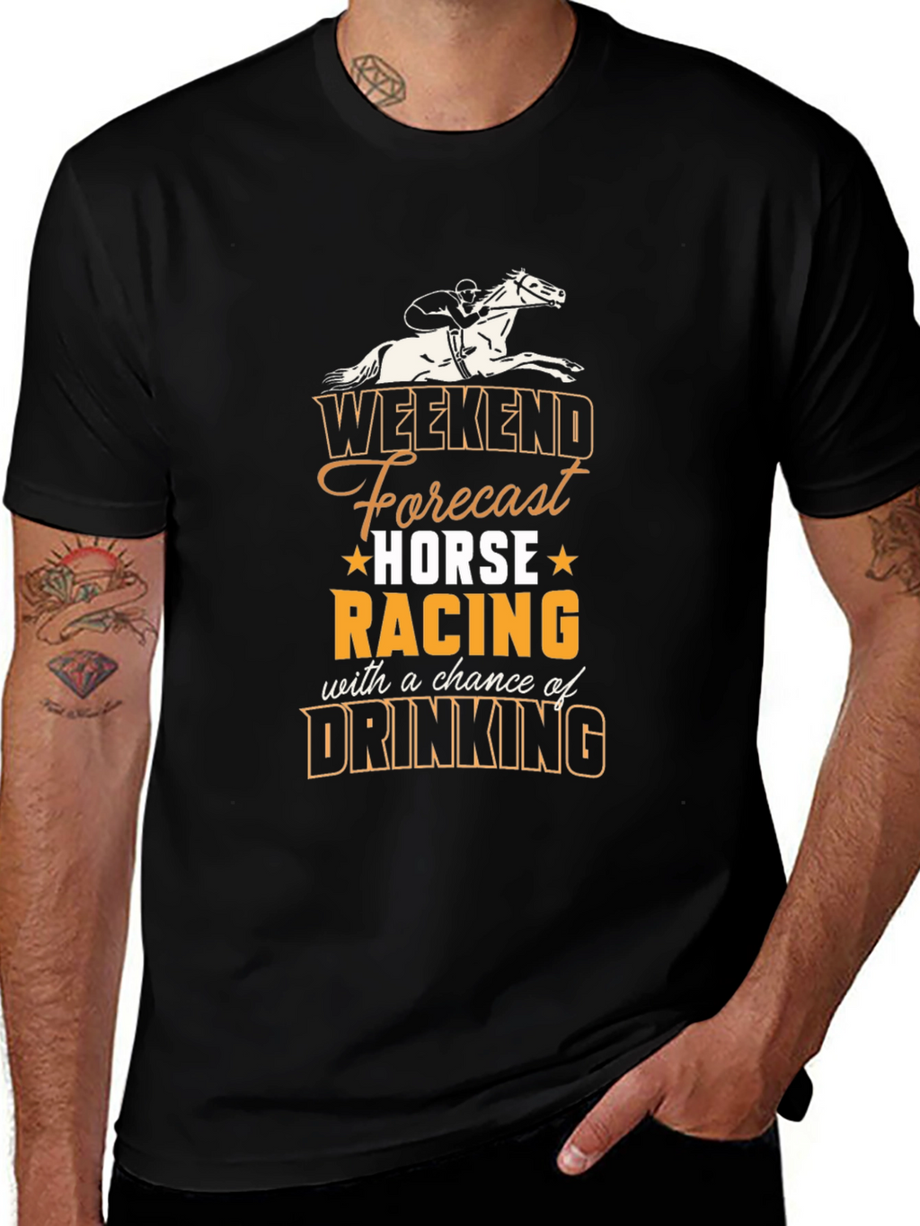 Weekend Forecast Horse Racing & Drinking T-Shirt