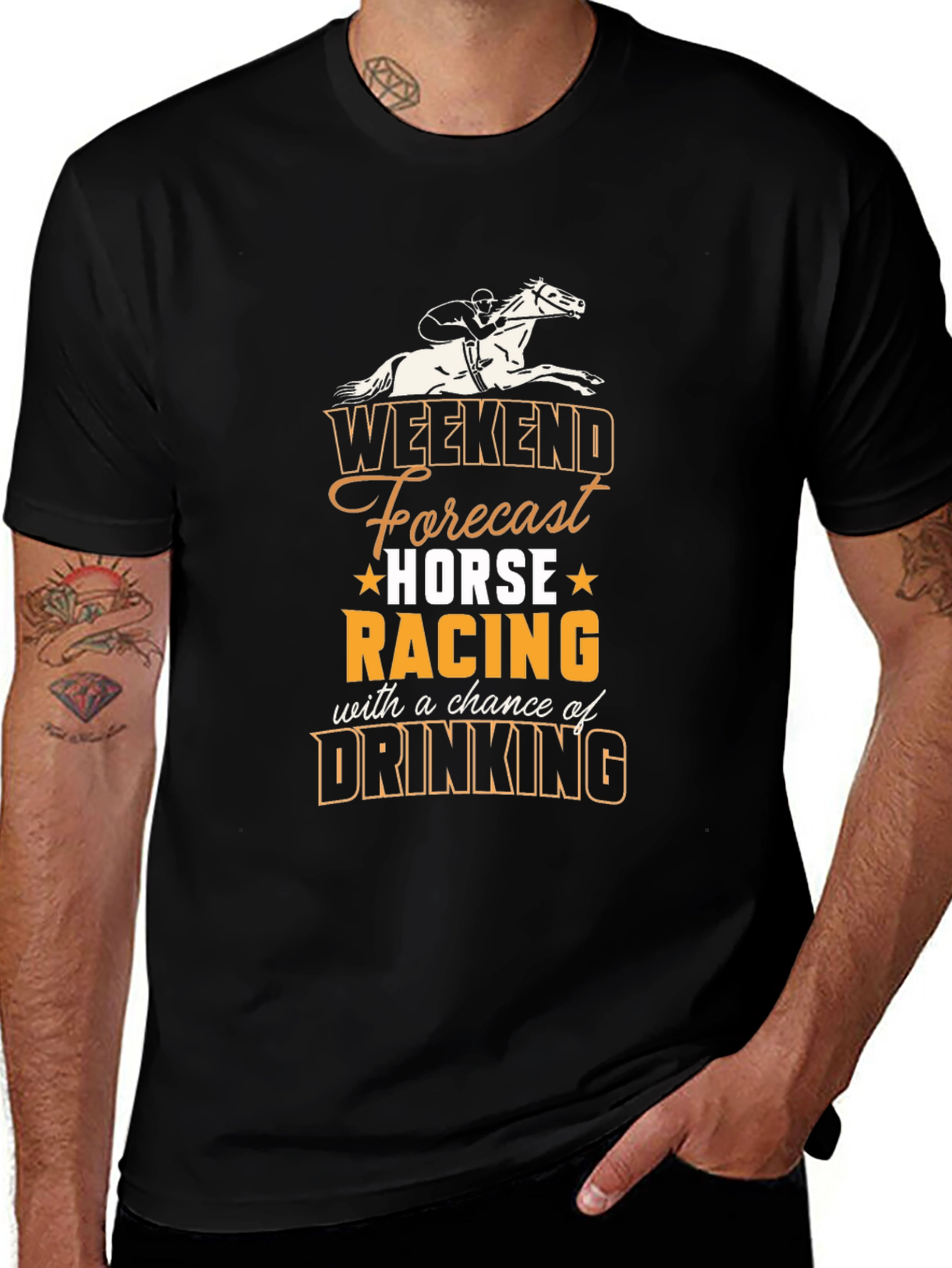 Weekend Forecast Horse Racing & Drinking T-Shirt