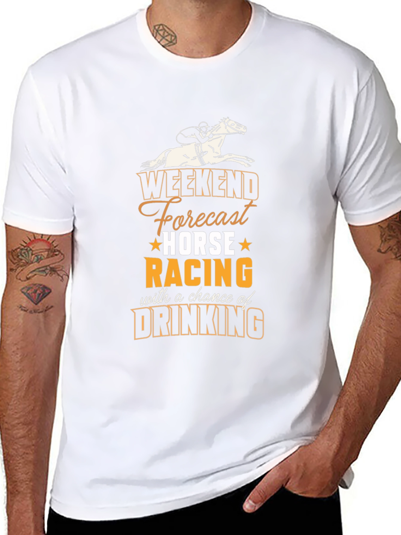 Weekend Forecast Horse Racing & Drinking T-Shirt