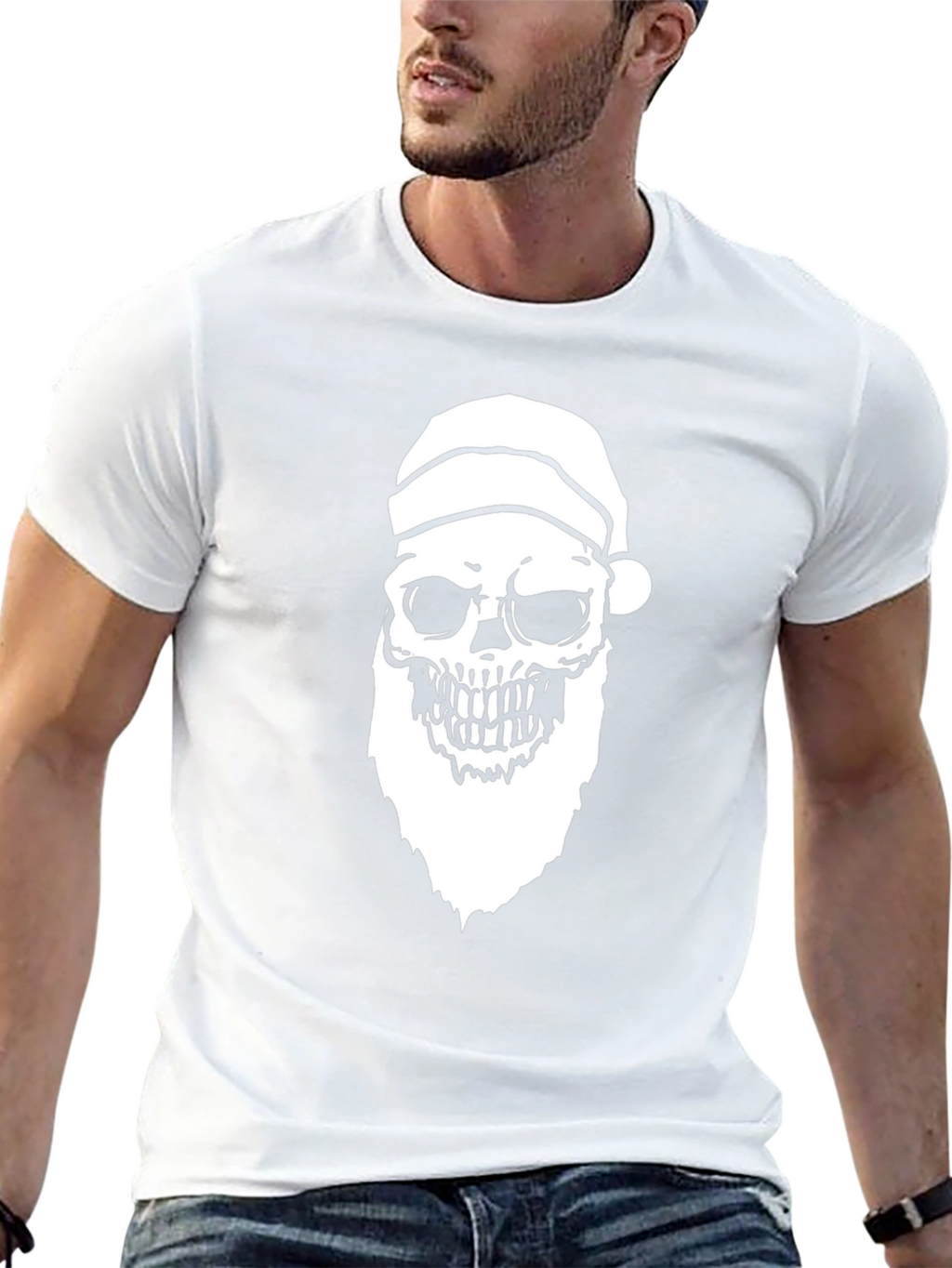 Santa Skull Graphic Tee - Holiday Humor