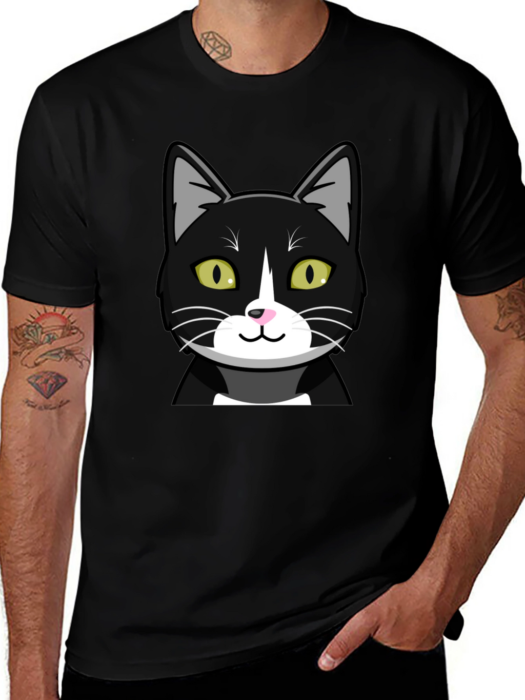 Black Cat Graphic T-Shirt - Mens Crew Neck Tee