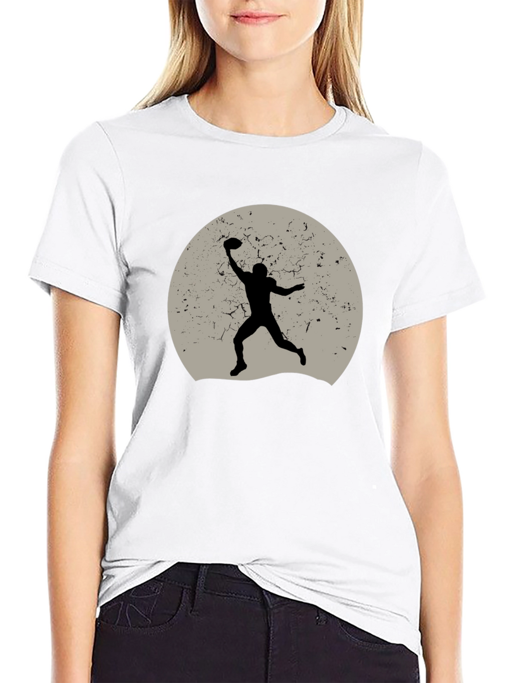 Football Silhouette Graphic Tee - Black