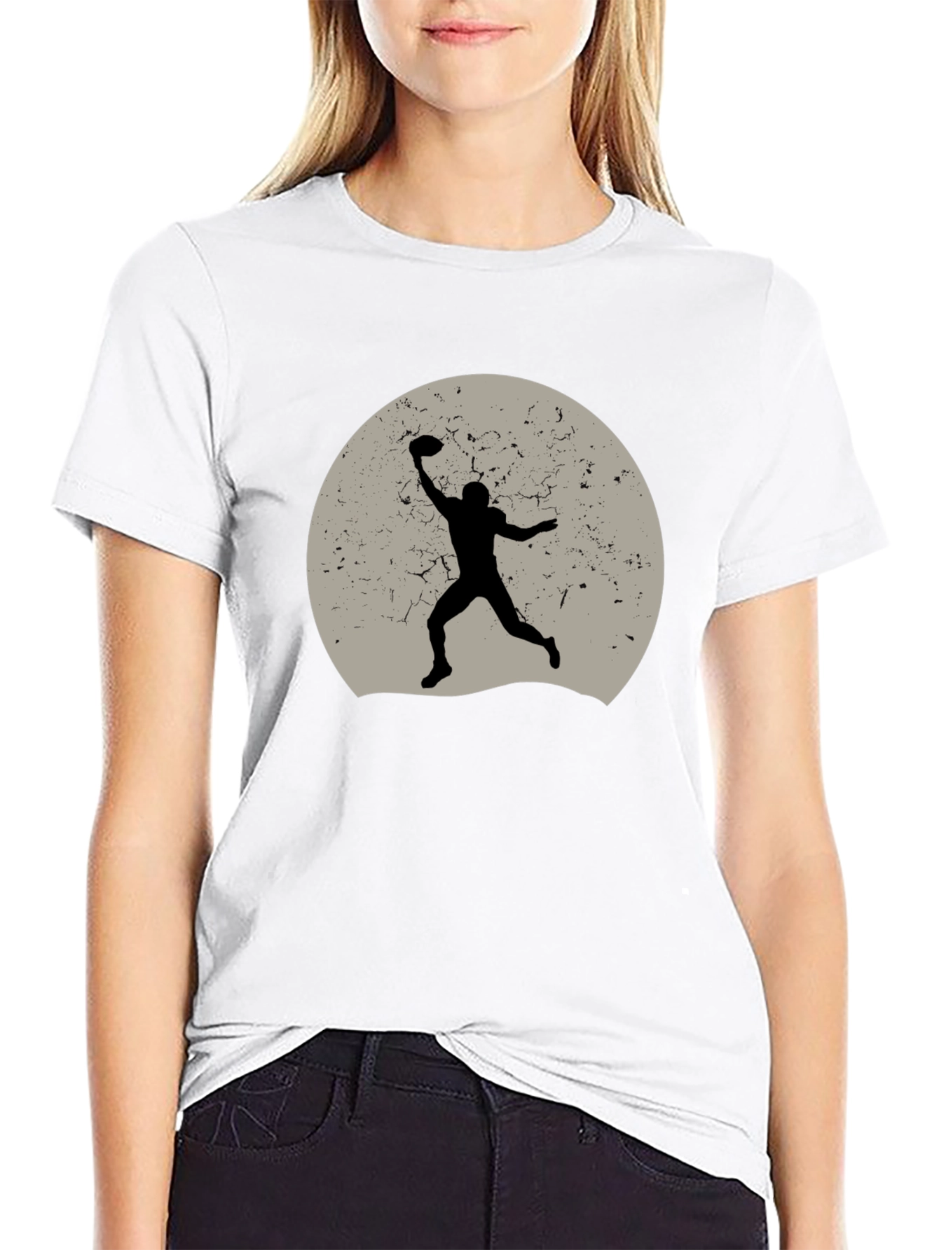 Football Silhouette Graphic Tee - Black