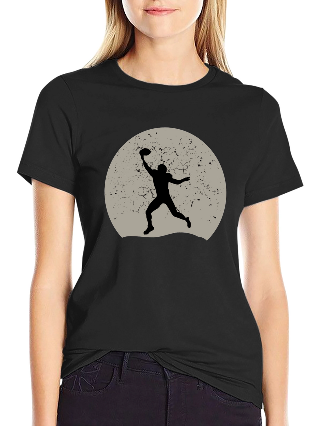 Football Silhouette Graphic Tee - Black