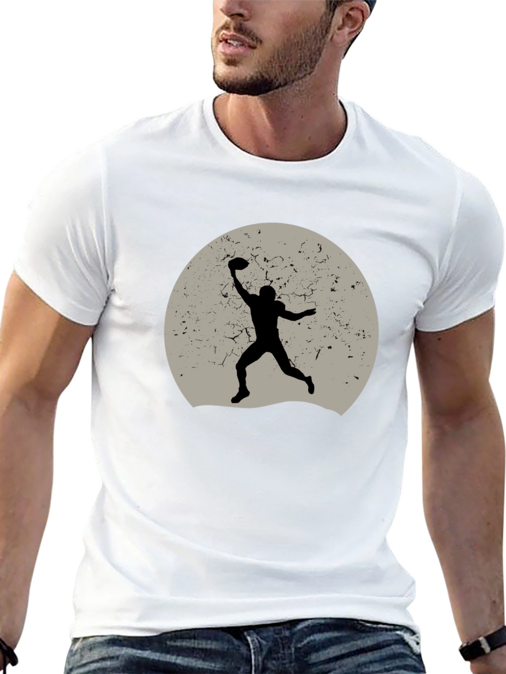 Football Silhouette Graphic Tee - Black