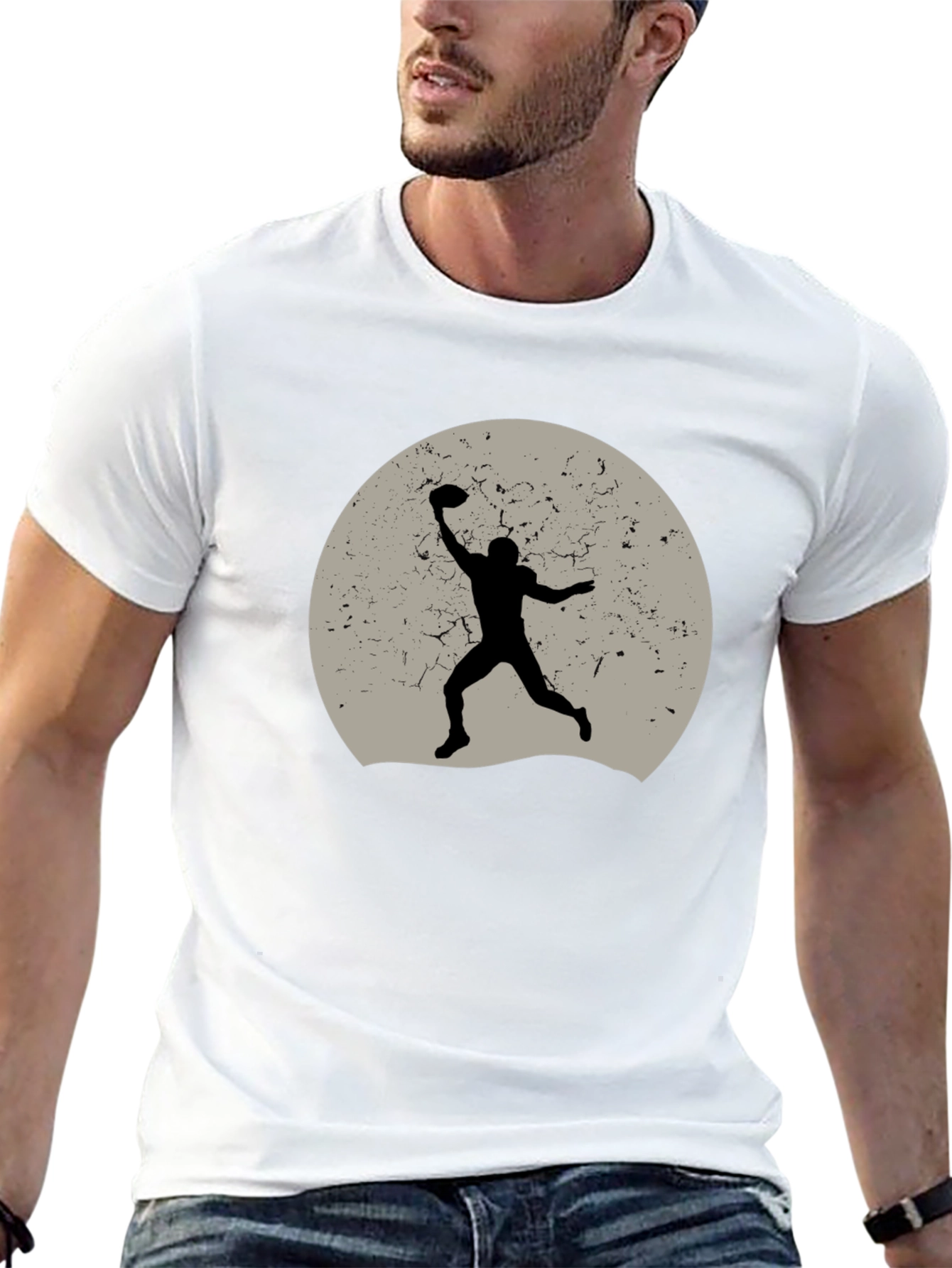Football Silhouette Graphic Tee - Black