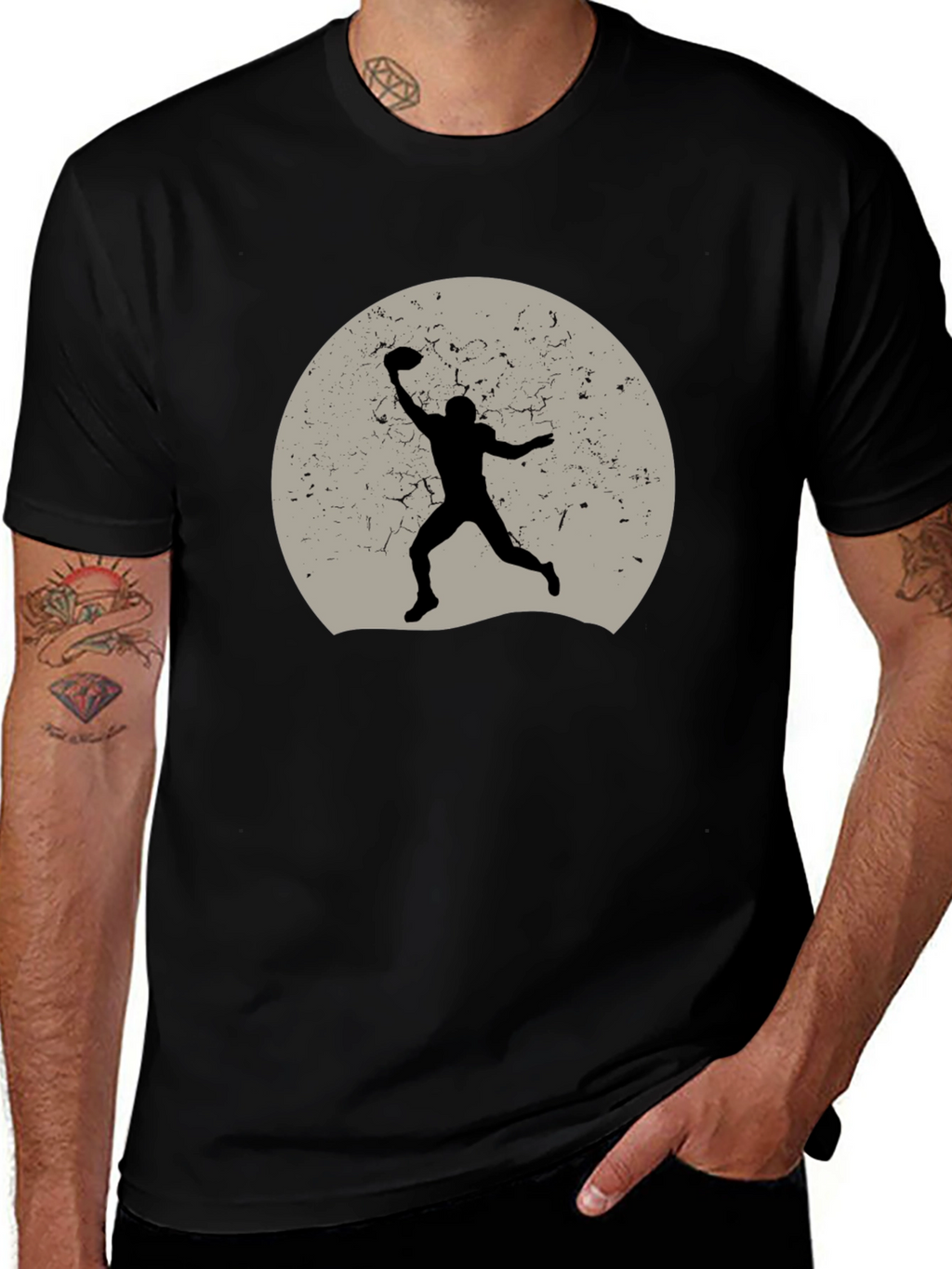 Football Silhouette Graphic Tee - Black