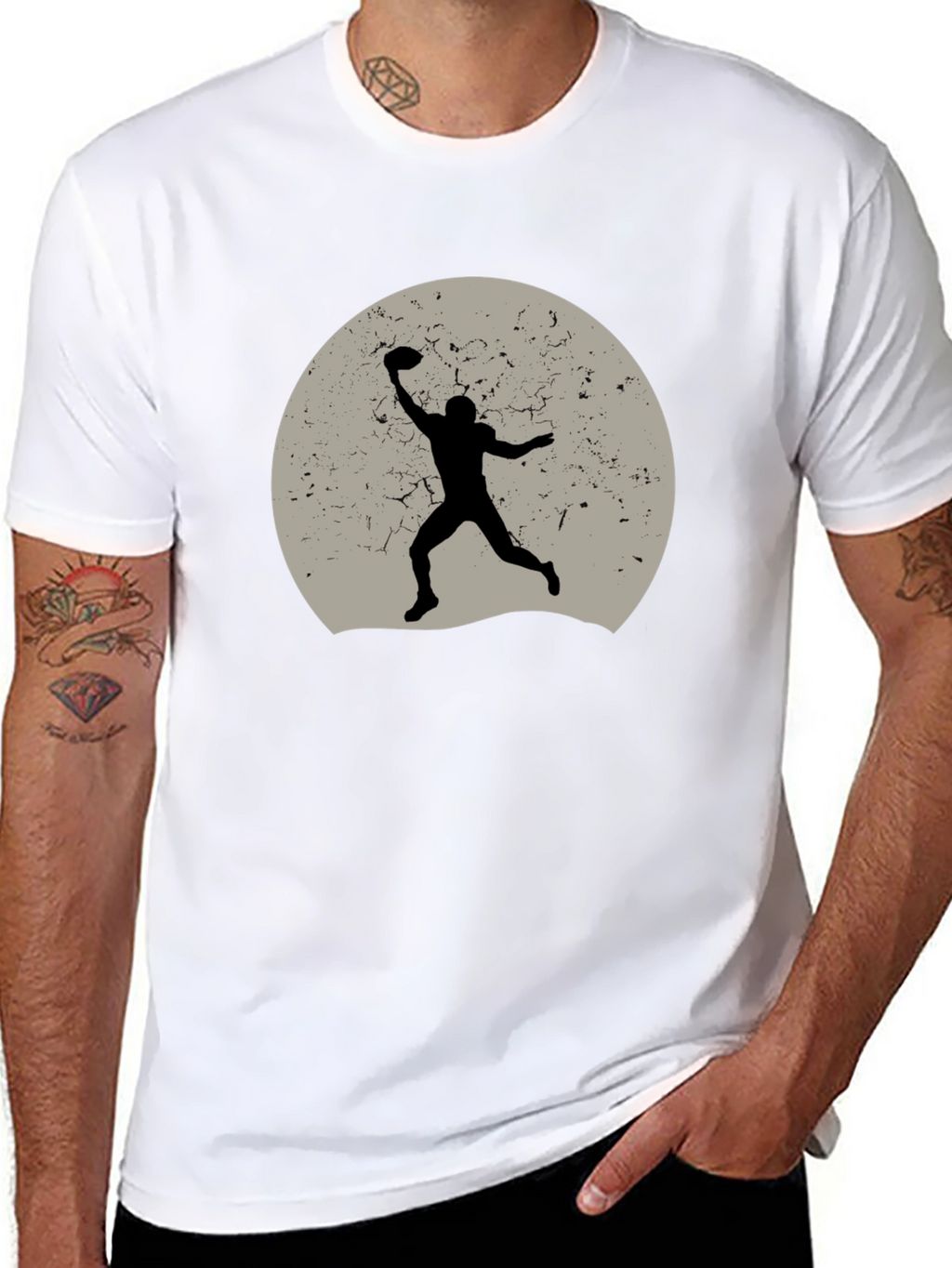 Football Silhouette Graphic Tee - Black