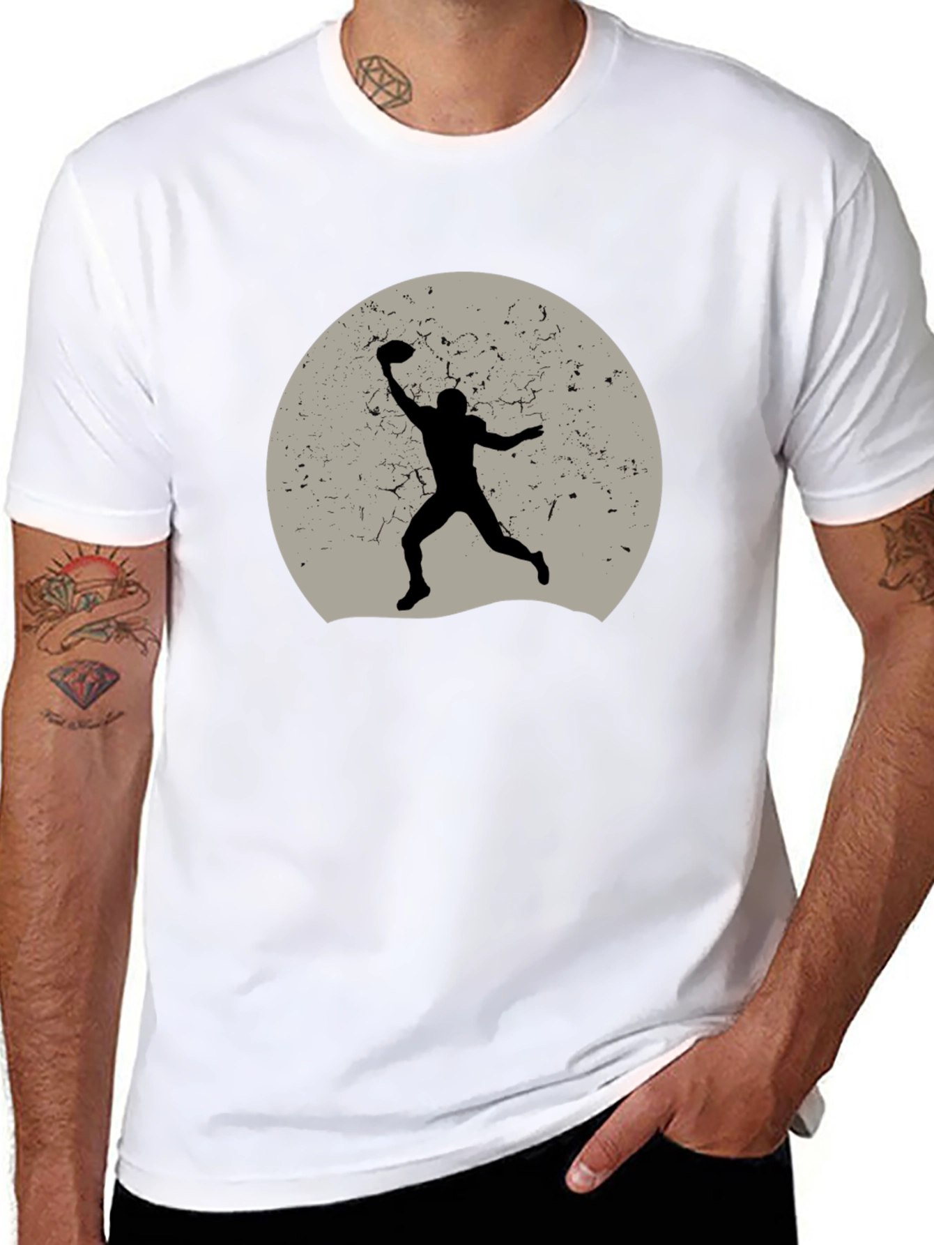 Football Silhouette Graphic Tee - Black