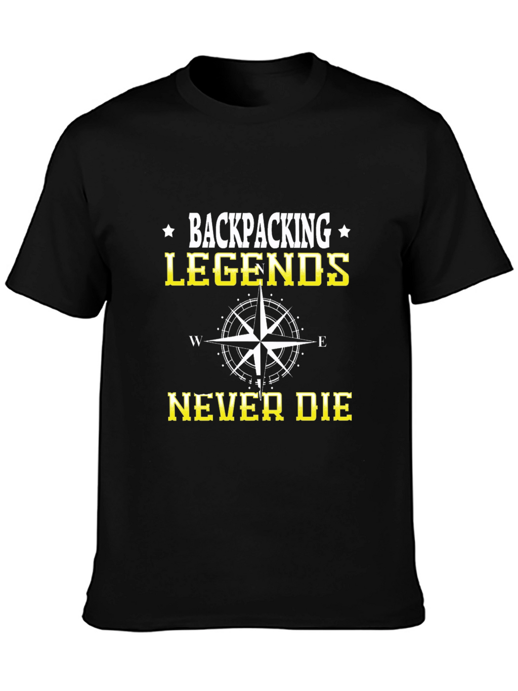 Backpacking Legends Never Die Black Graphic T-Shirt