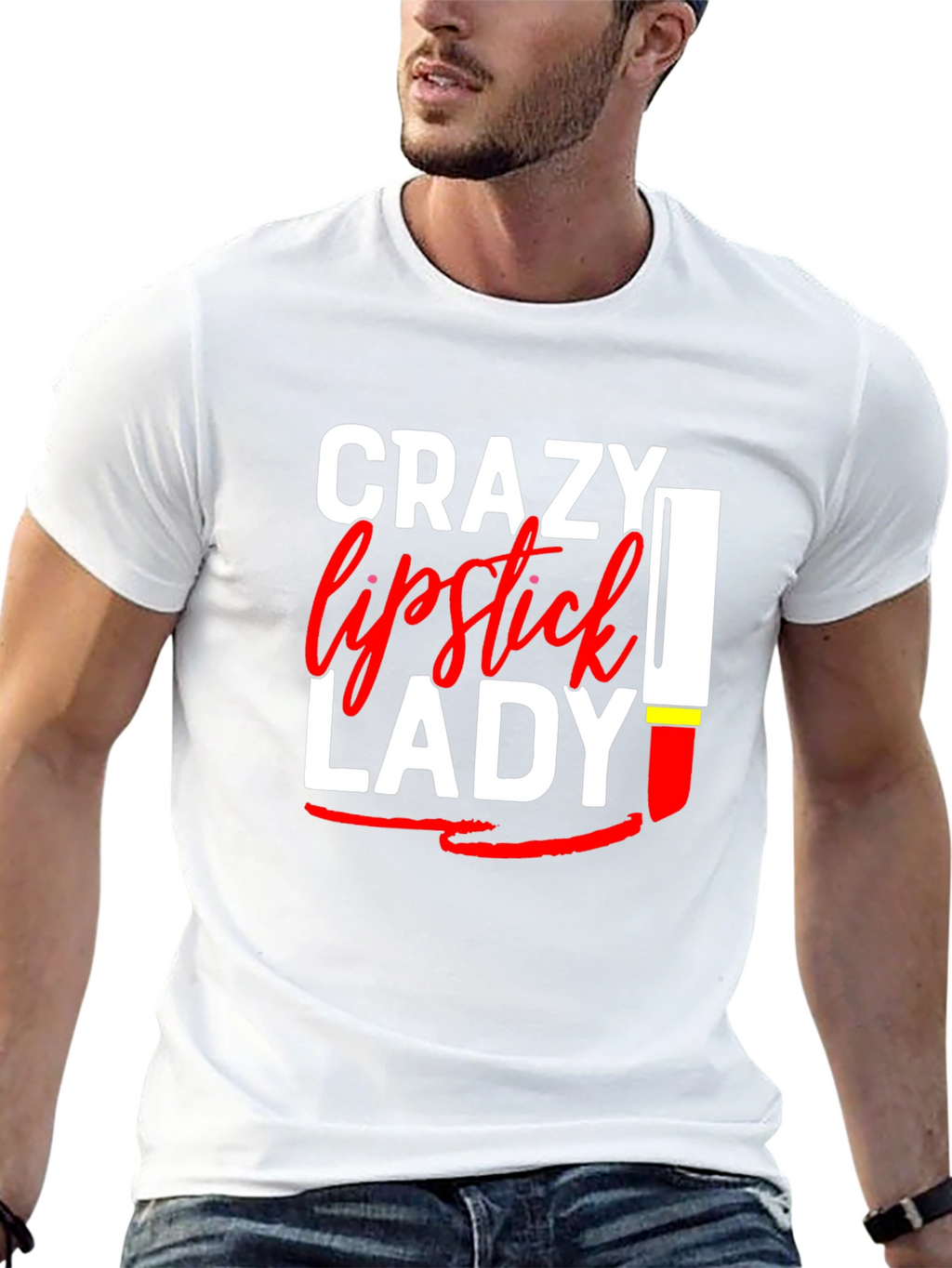 Crazy Lipstick Lady Graphic Tee - Womens Fun T-Shirt