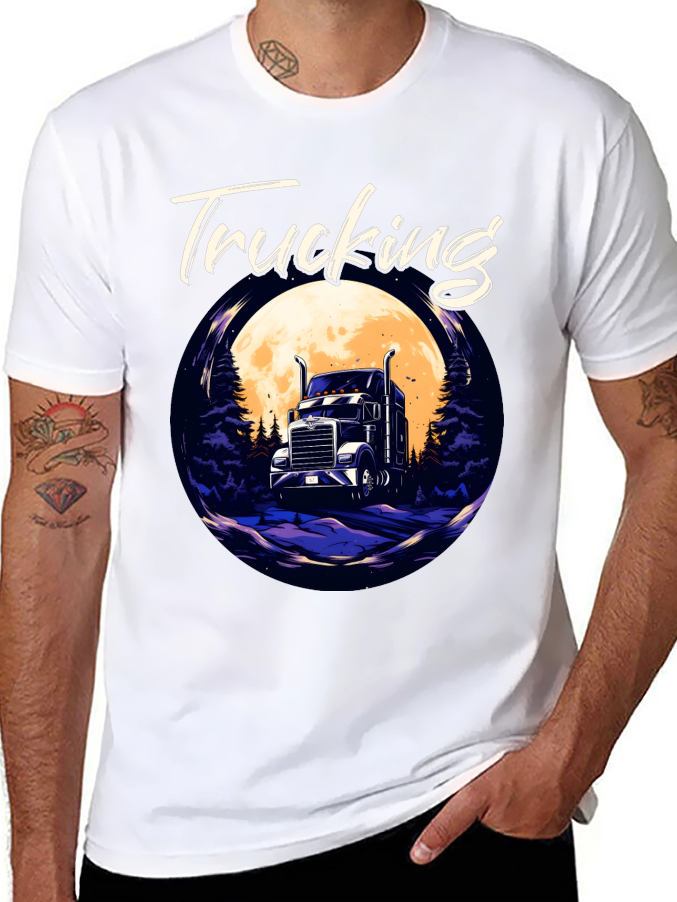 Trucking T-Shirt - Trucker Design Black Tee