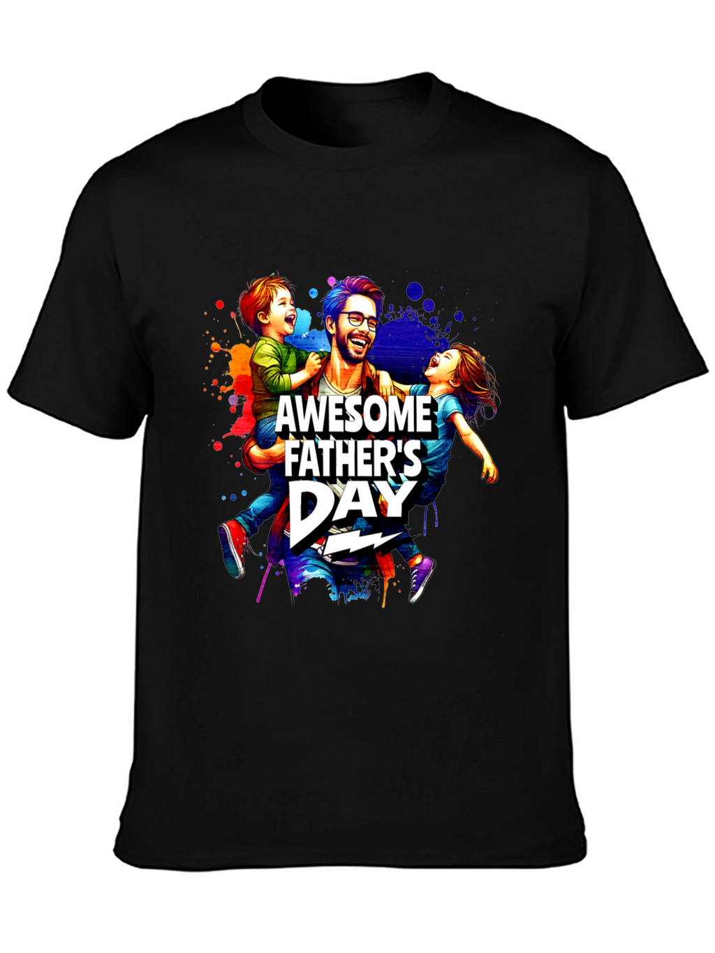Awesome Fathers Day T-Shirt Dad & Kids Graphic Tee