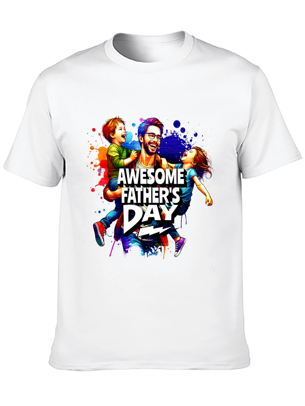 Awesome Fathers Day T-Shirt Dad & Kids Graphic Tee