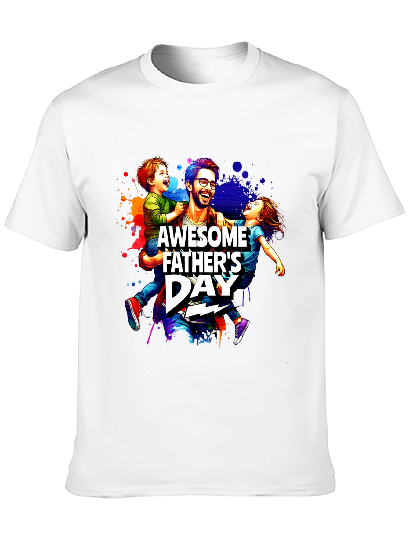 Awesome Fathers Day T-Shirt Dad & Kids Graphic Tee