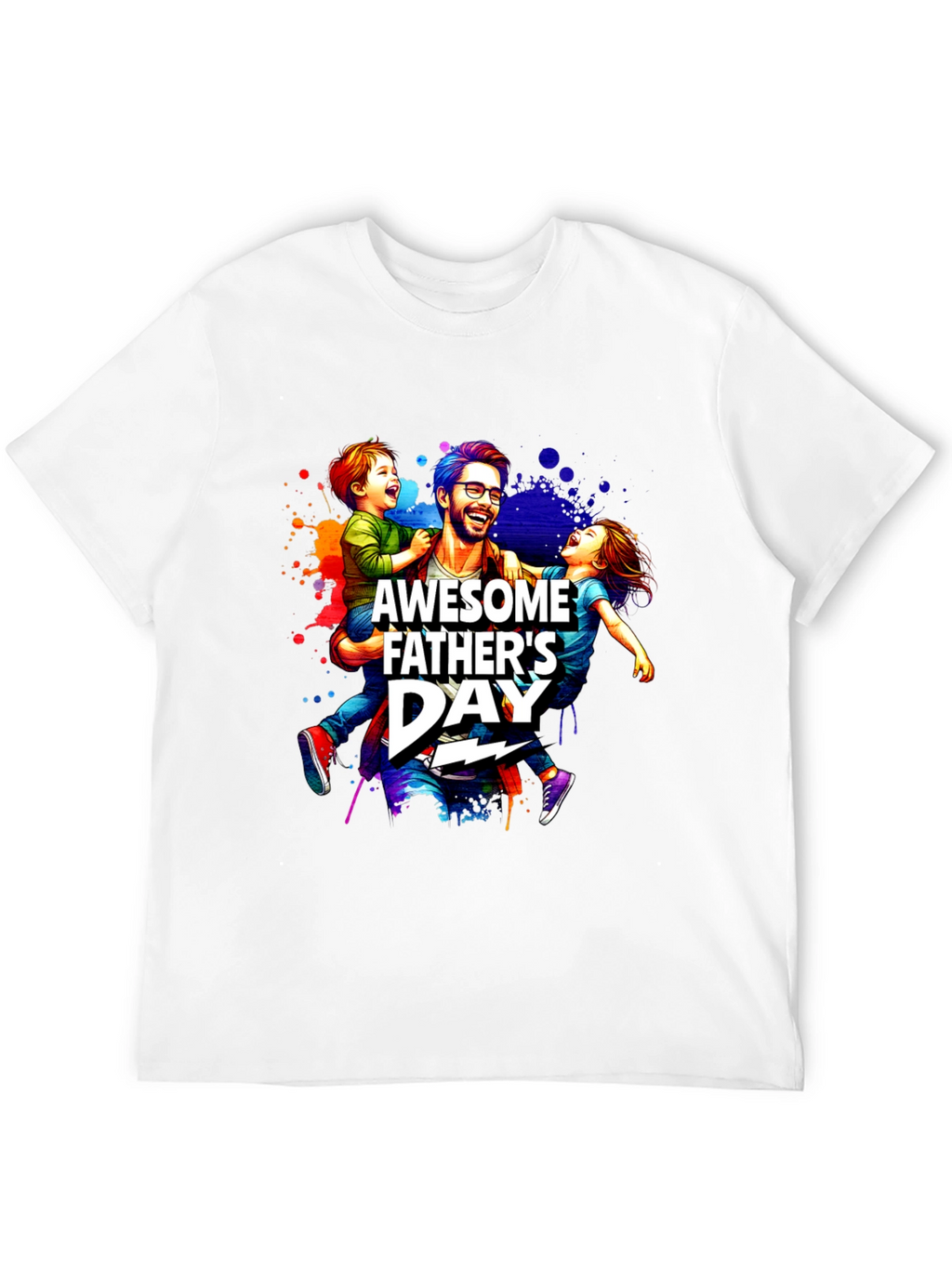 Awesome Fathers Day T-Shirt Dad & Kids Graphic Tee