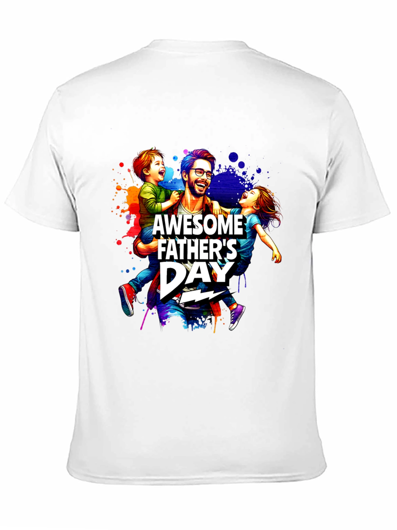 Awesome Fathers Day T-Shirt Dad & Kids Graphic Tee