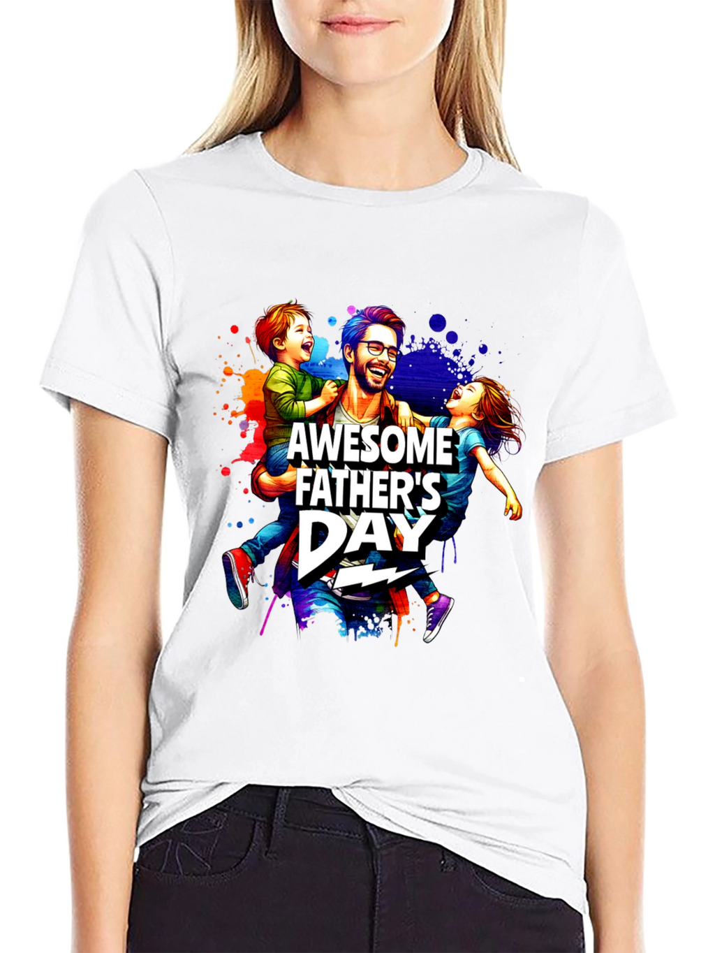 Awesome Fathers Day T-Shirt Dad & Kids Graphic Tee