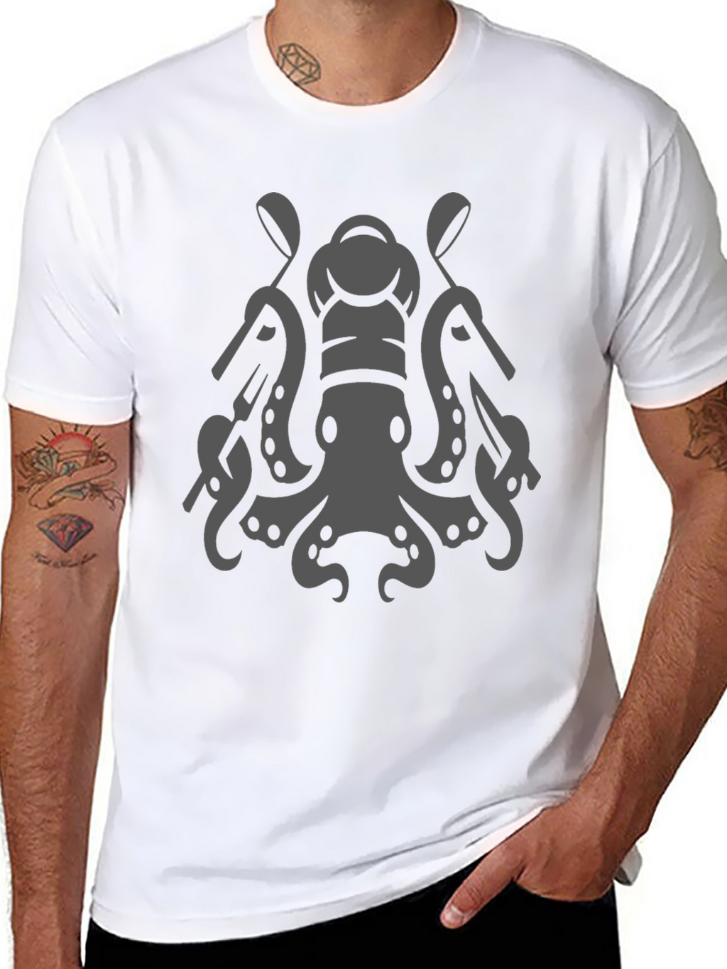 Chef Octopus Graphic Tee - Black Cotton Blend
