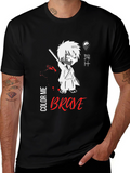 Brave Anime Style Graphic T-Shirt - Black