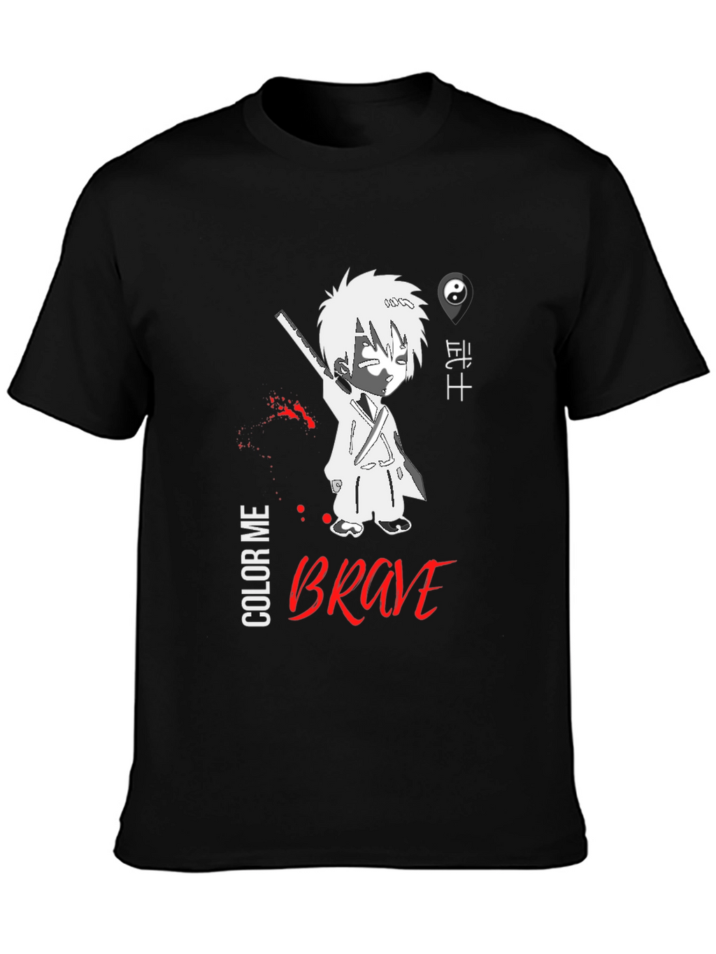 Brave Anime Style Graphic T-Shirt - Black