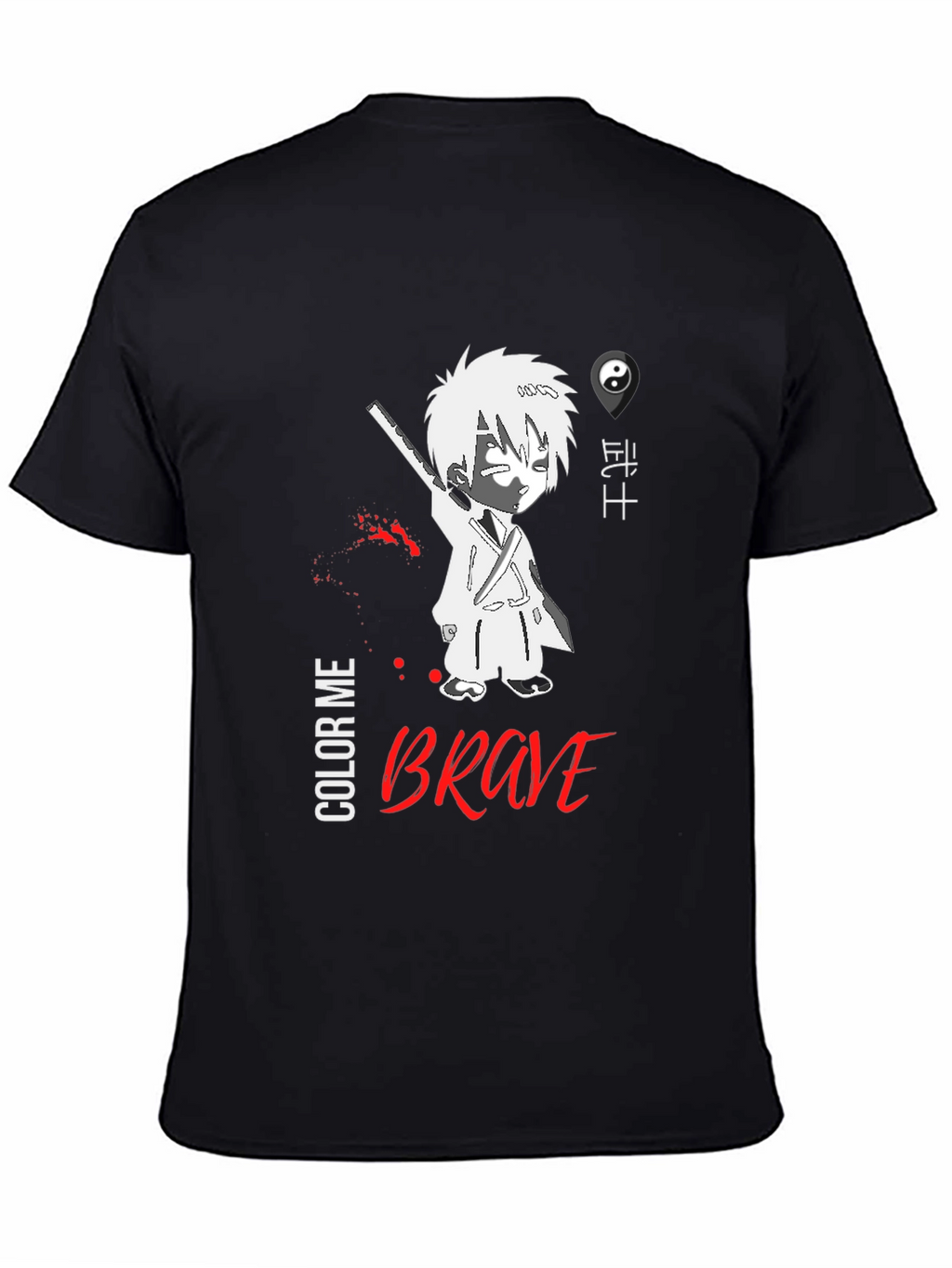 Brave Anime Style Graphic T-Shirt - Black