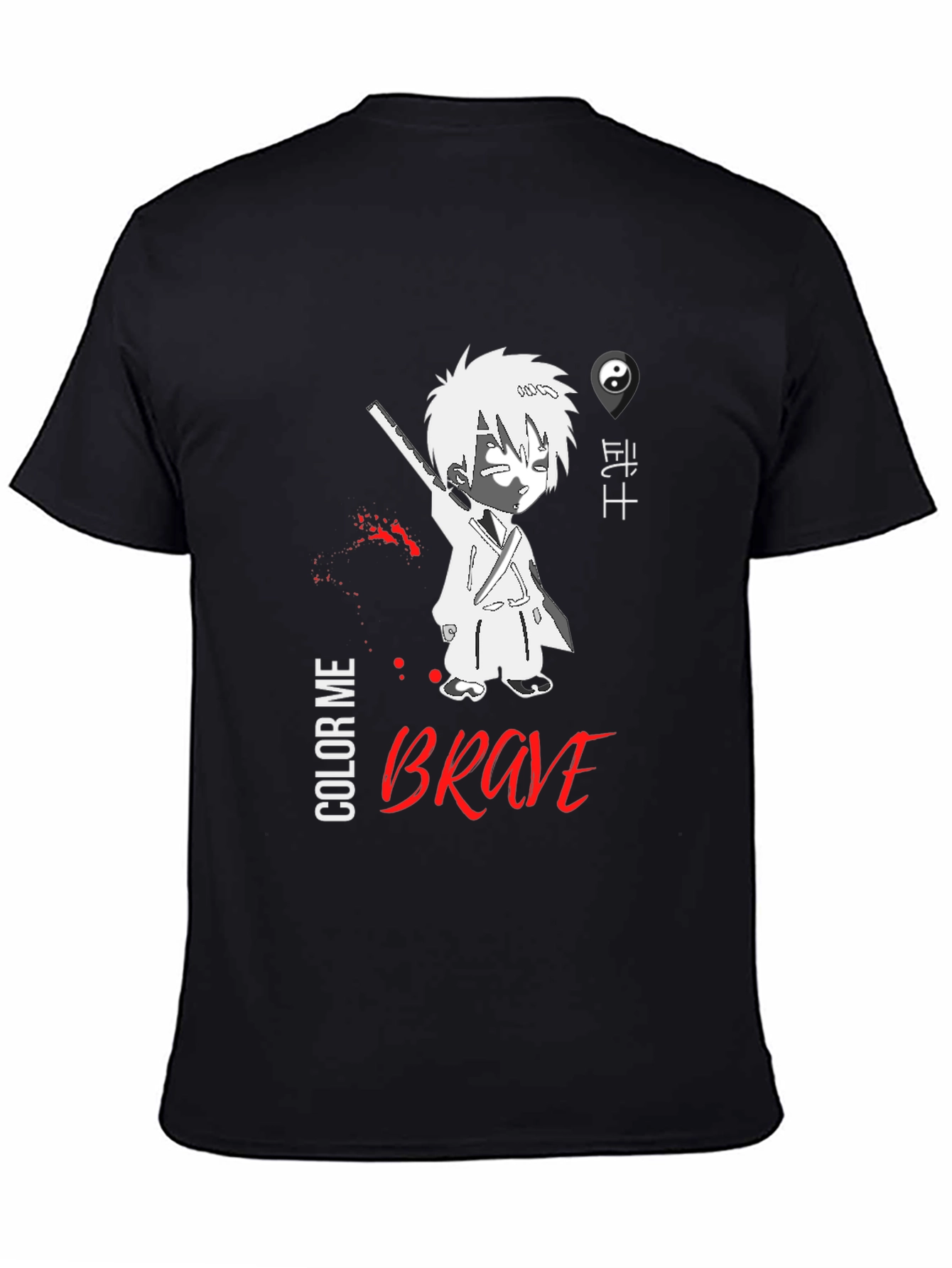 Brave Anime Style Graphic T-Shirt - Black