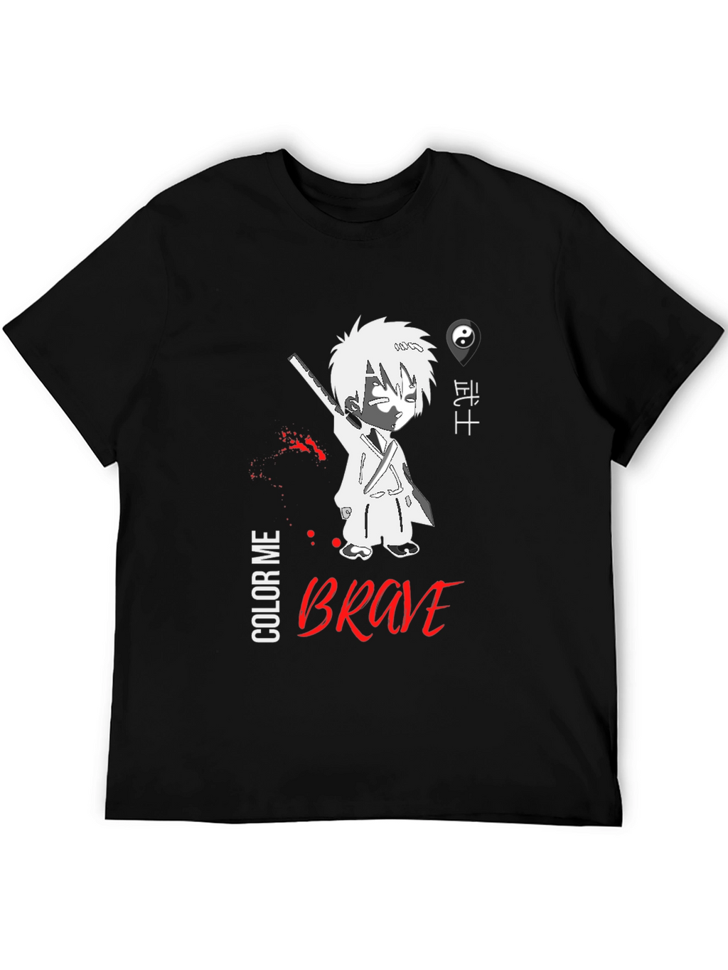 Brave Anime Style Graphic T-Shirt - Black