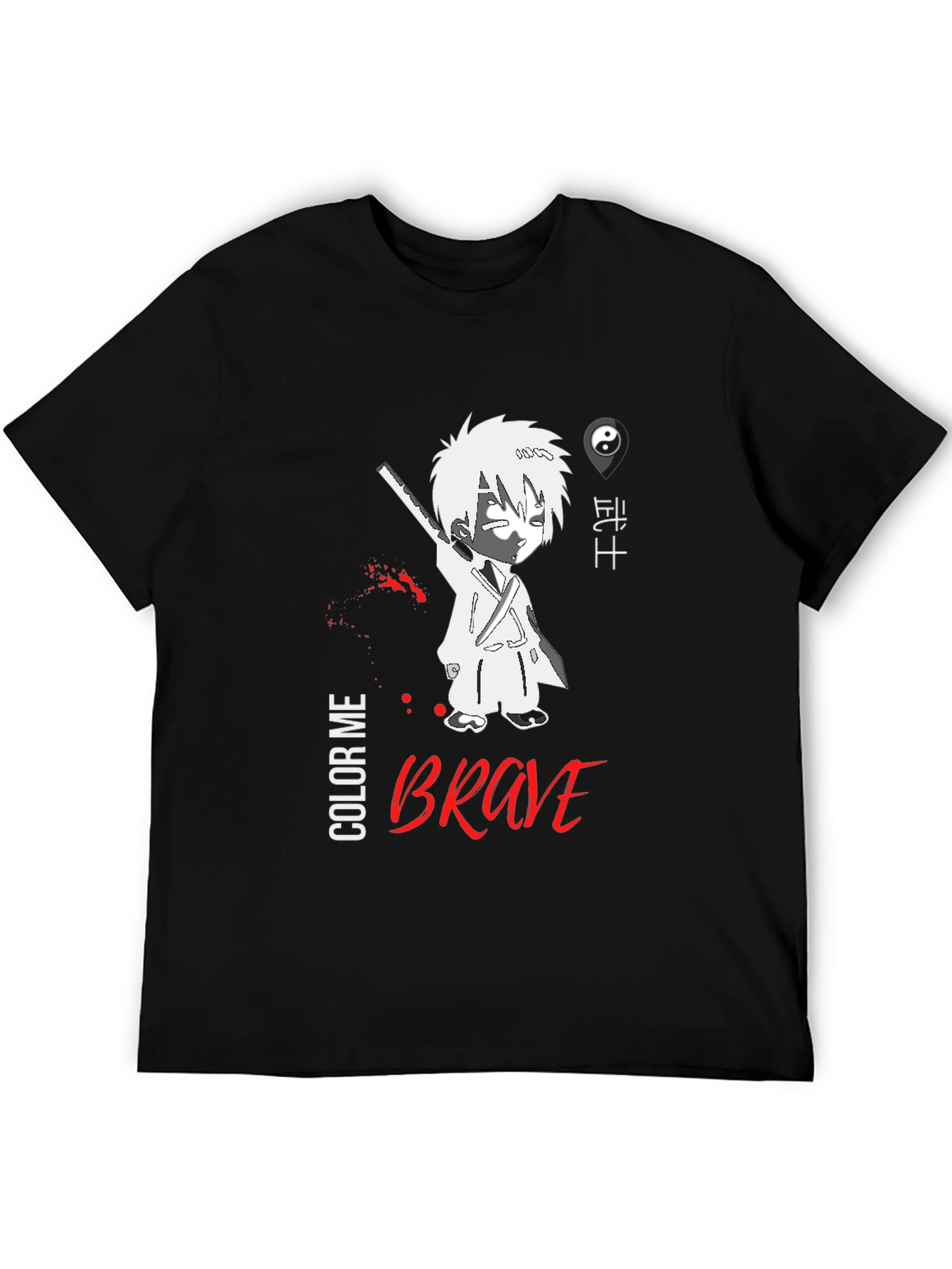 Brave Anime Style Graphic T-Shirt - Black