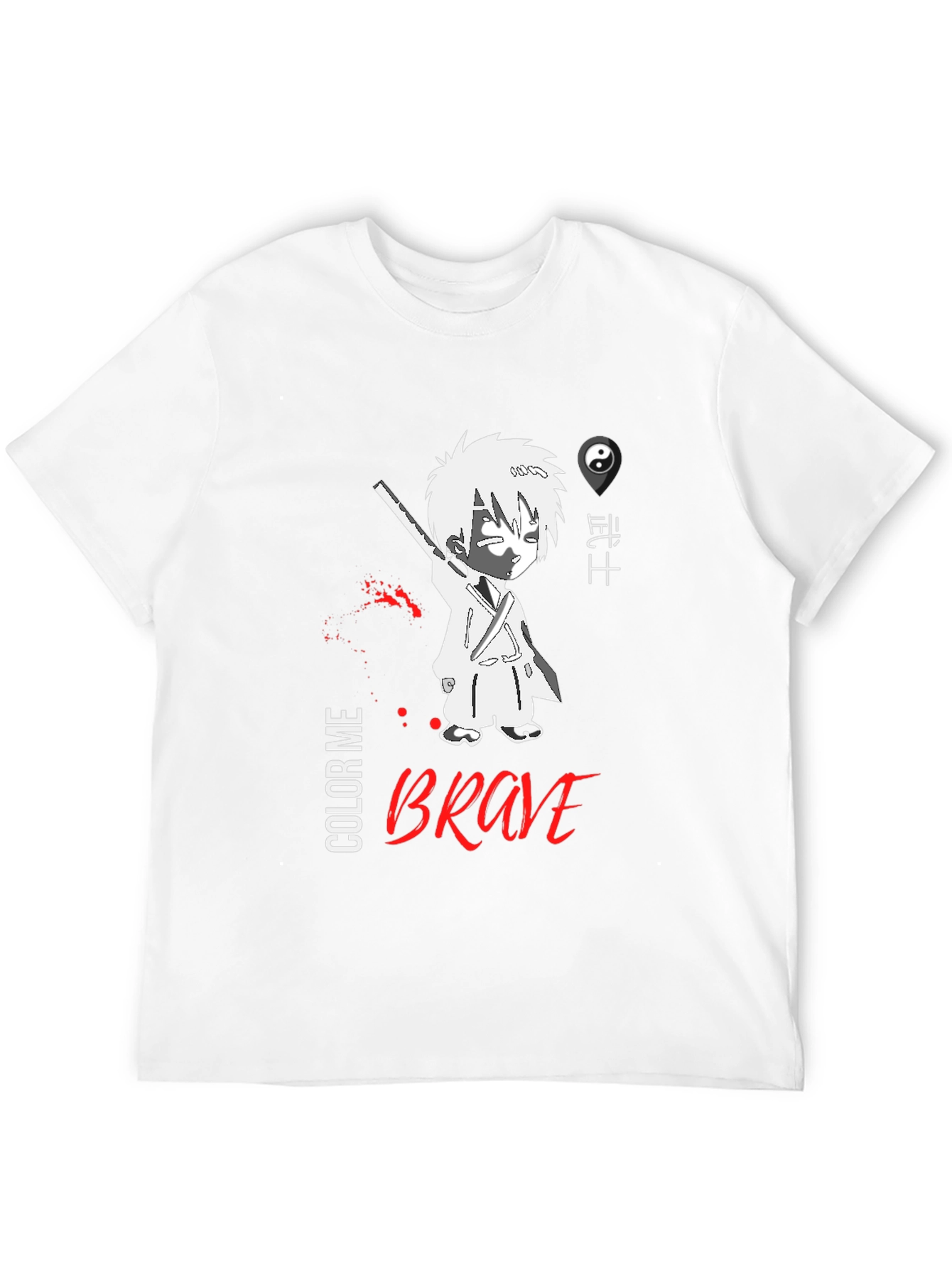 Brave Anime Style Graphic T-Shirt - Black