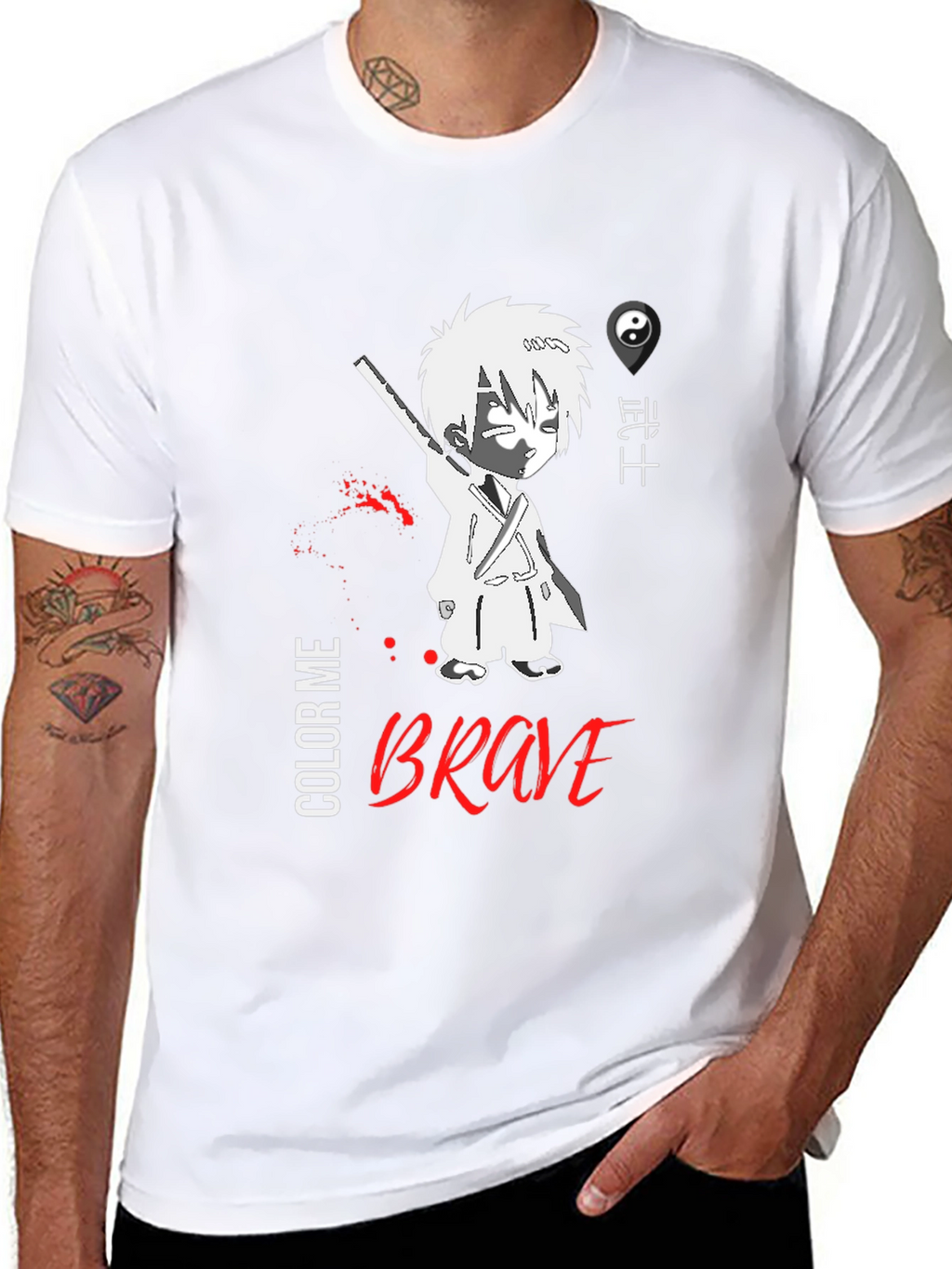Brave Anime Style Graphic T-Shirt - Black