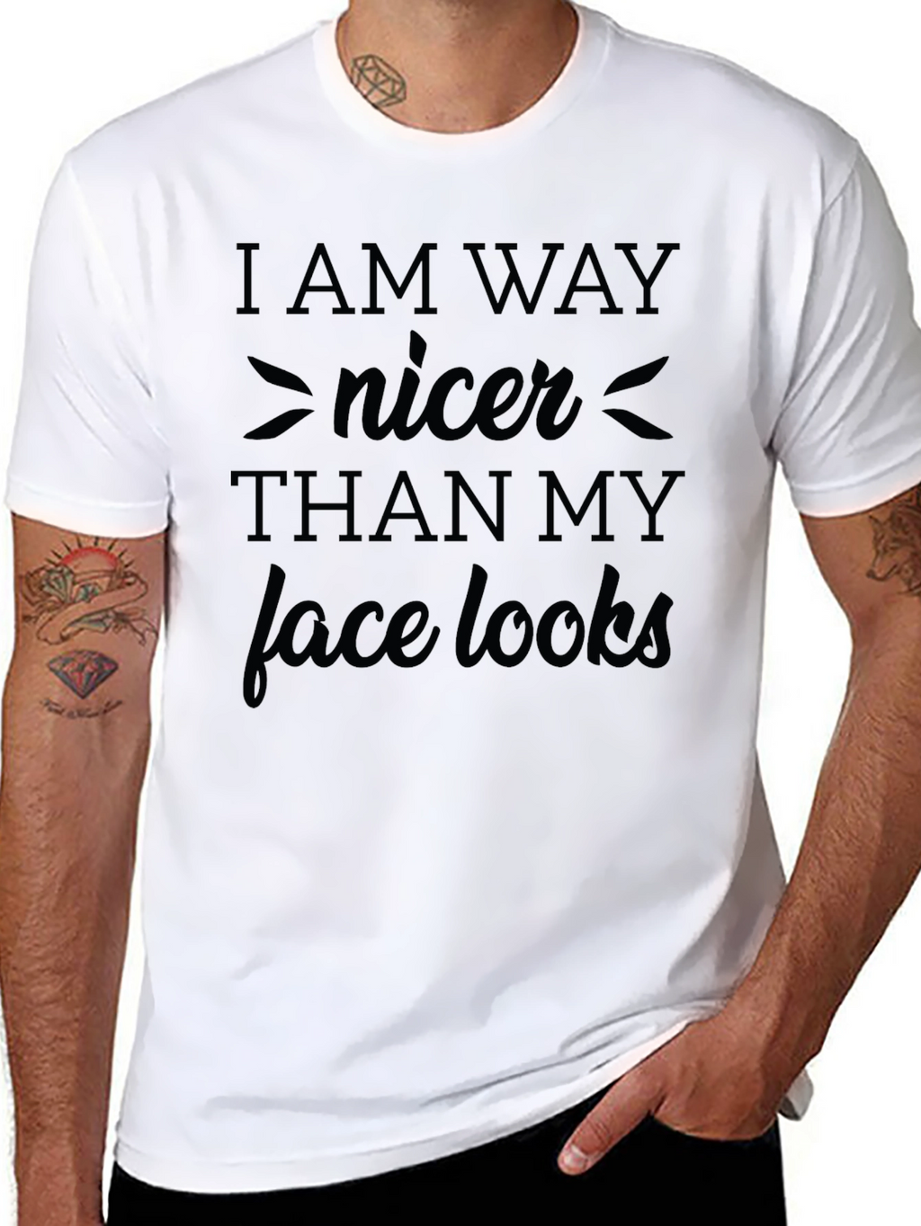 Funny I am way nicer Graphic Print Black T-Shirt