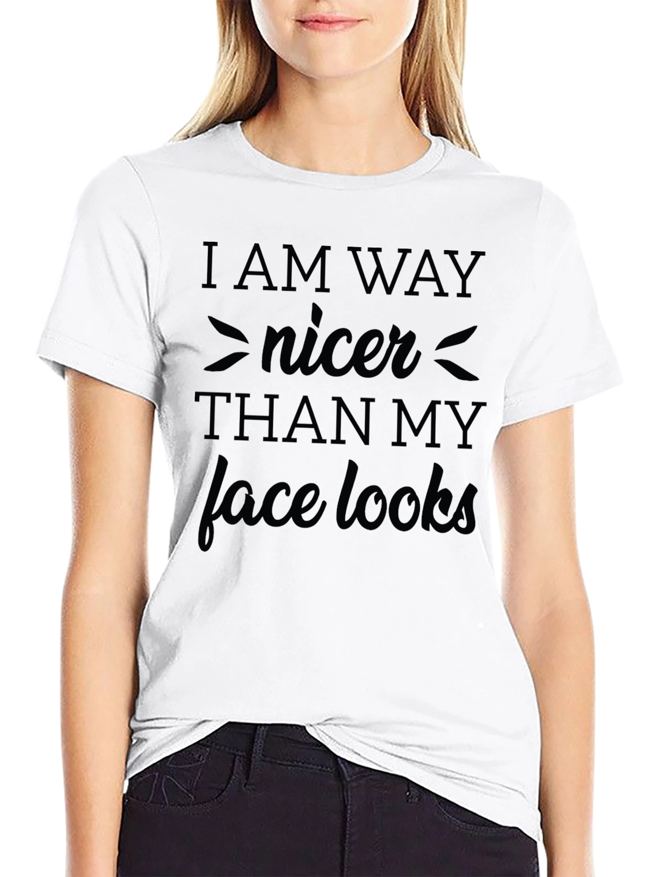 Funny I am way nicer Graphic Print Black T-Shirt
