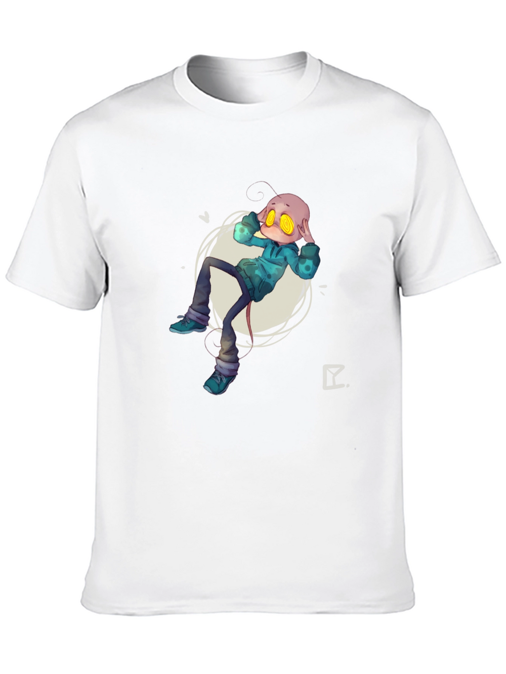 Alien Cartoon Graphic Print Black T-Shirt