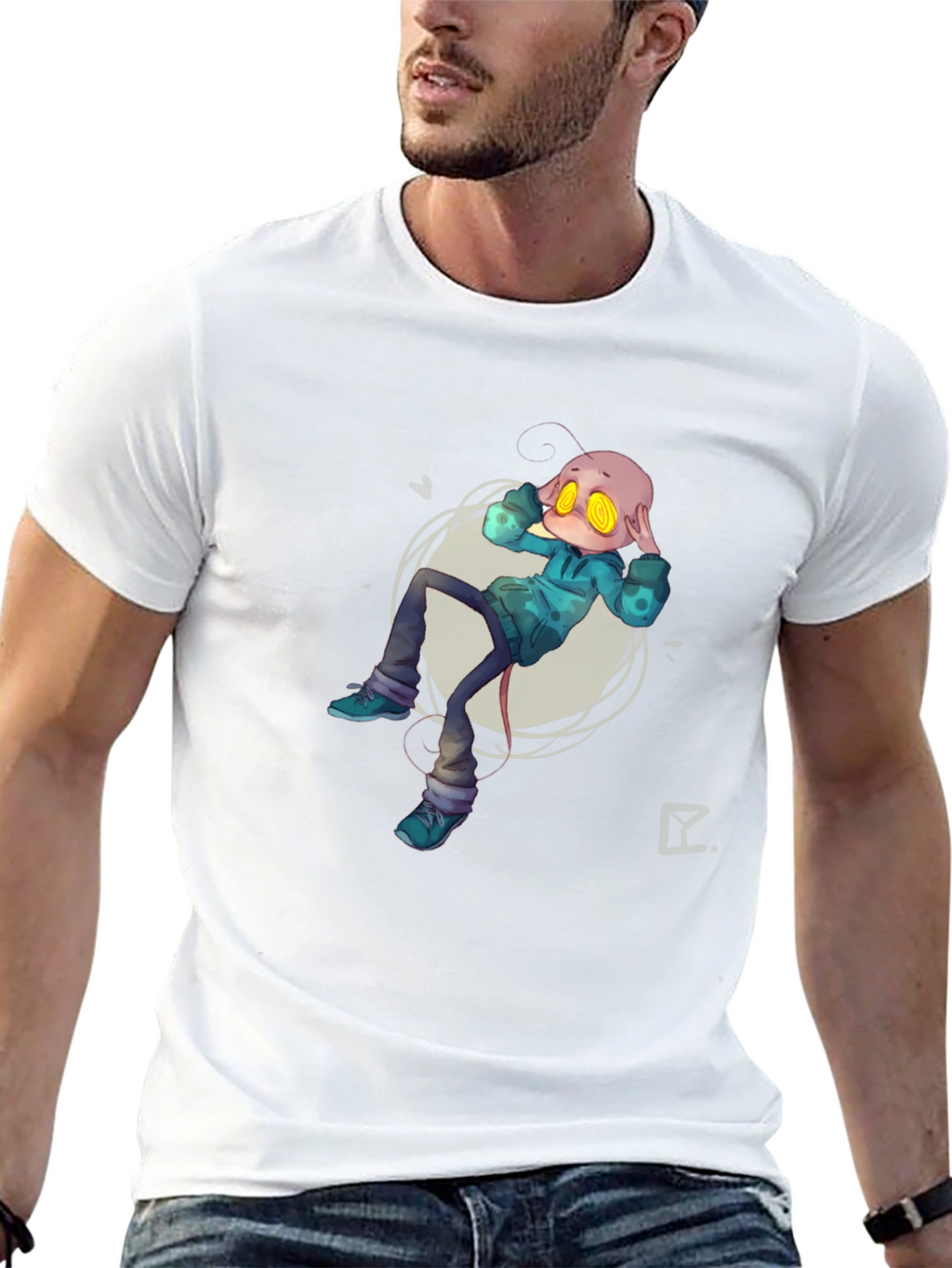Alien Cartoon Graphic Print Black T-Shirt