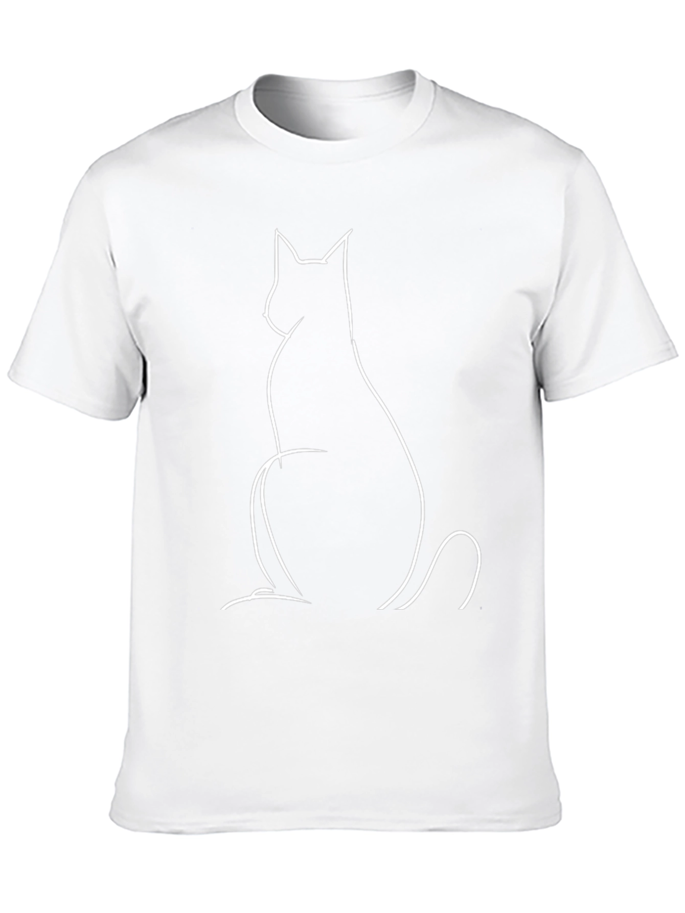 Minimalist Cat Outline Graphic Tee - Black