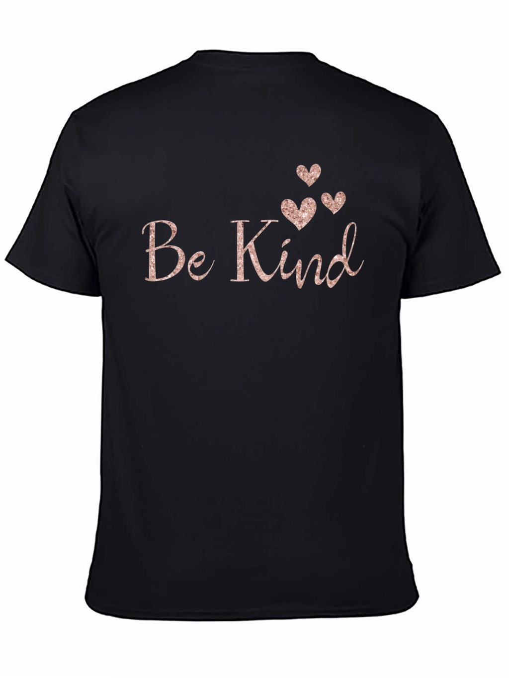 Be Kind Black T-Shirt with Rose Gold Hearts