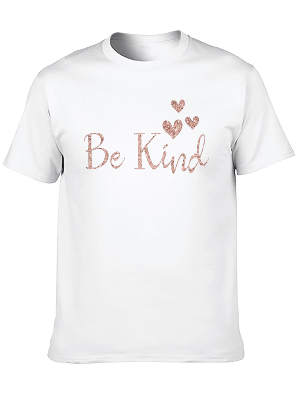 Be Kind Black T-Shirt with Rose Gold Hearts