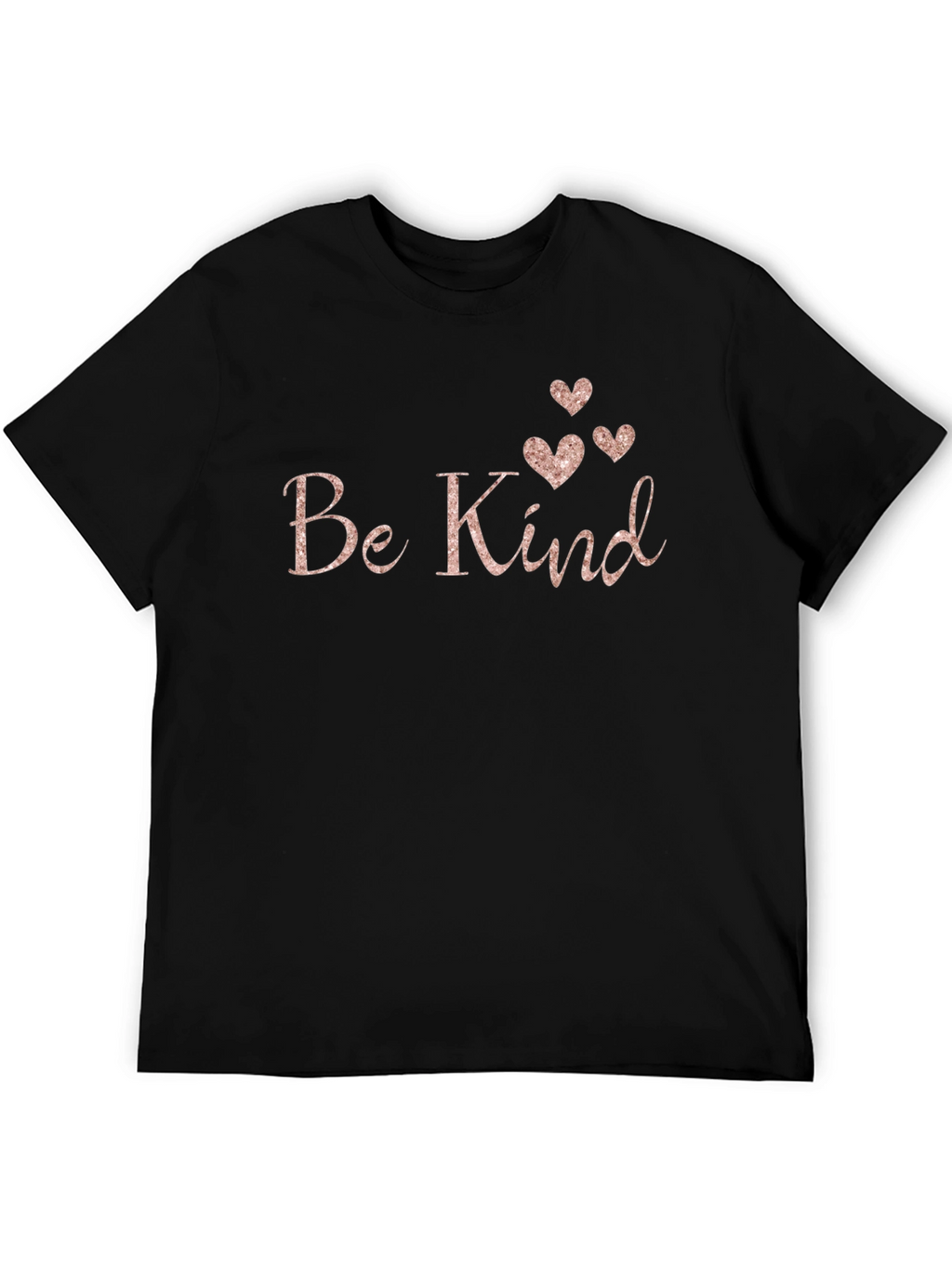 Be Kind Black T-Shirt with Rose Gold Hearts