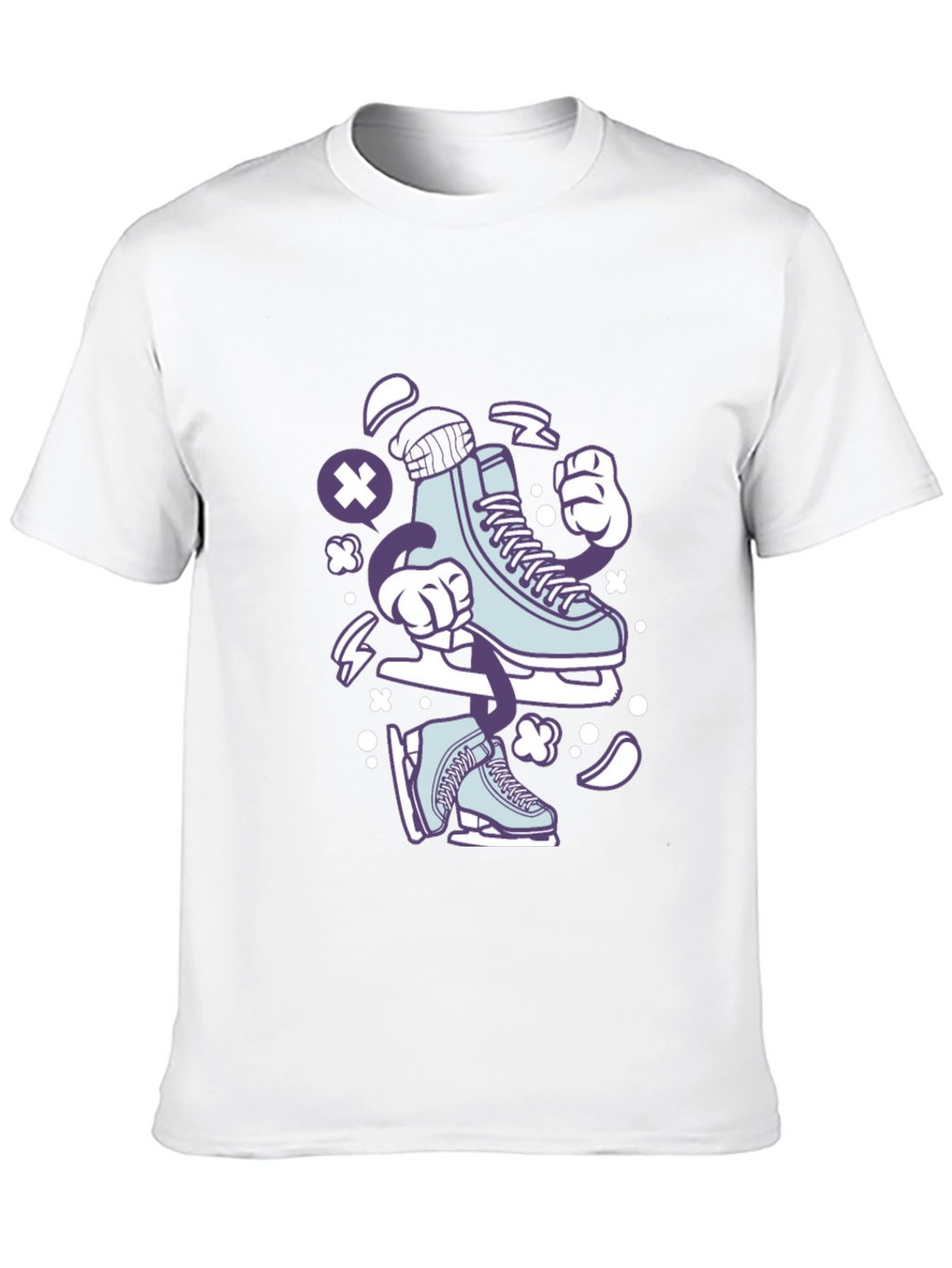 Ice Skate Cartoon Black T-Shirt
