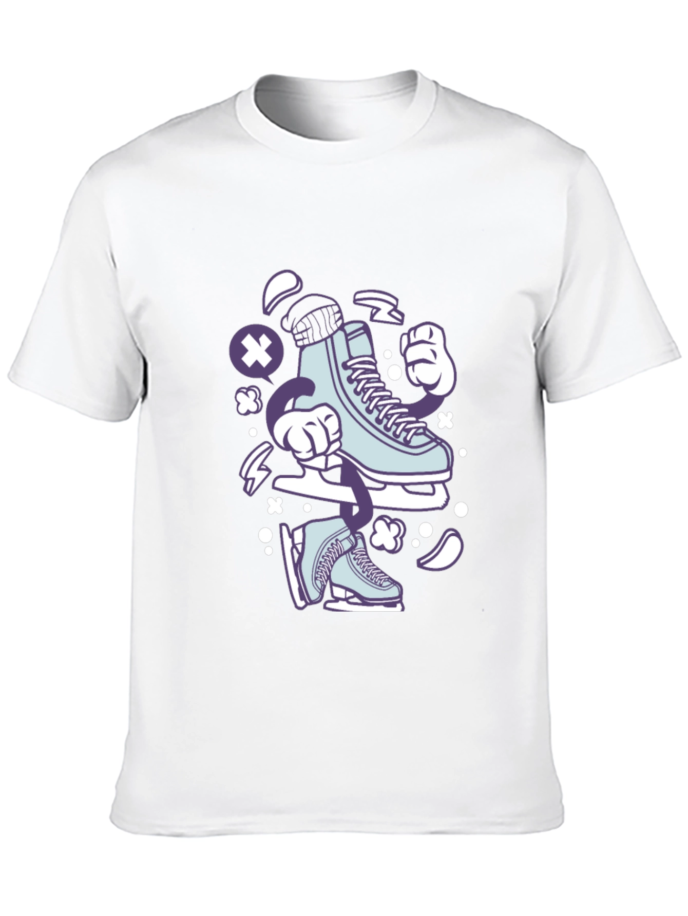 Ice Skate Cartoon Black T-Shirt