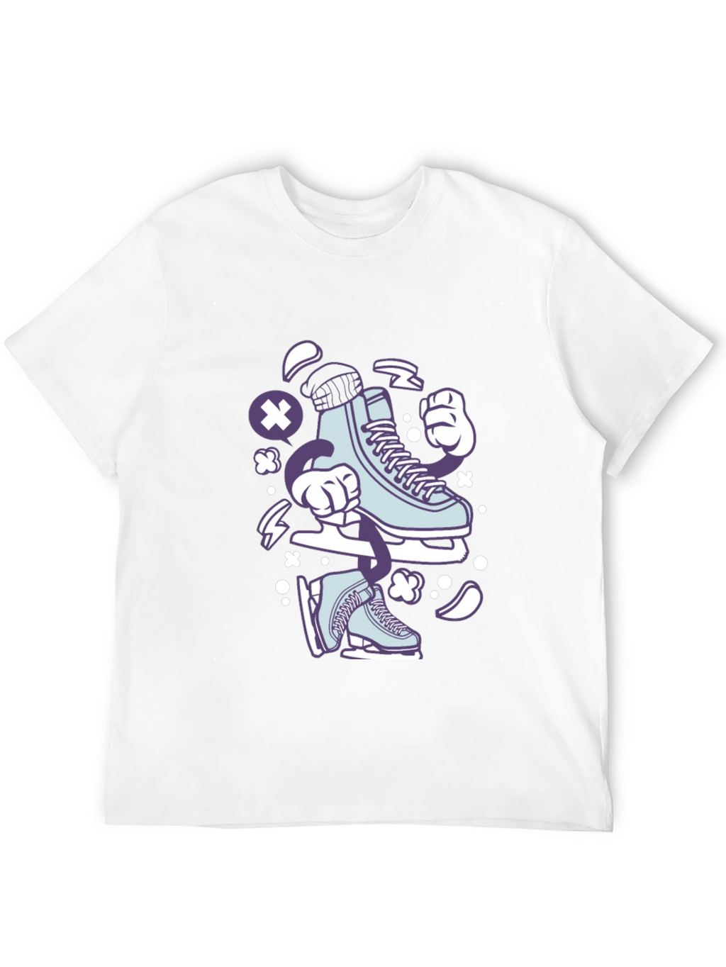 Ice Skate Cartoon Black T-Shirt