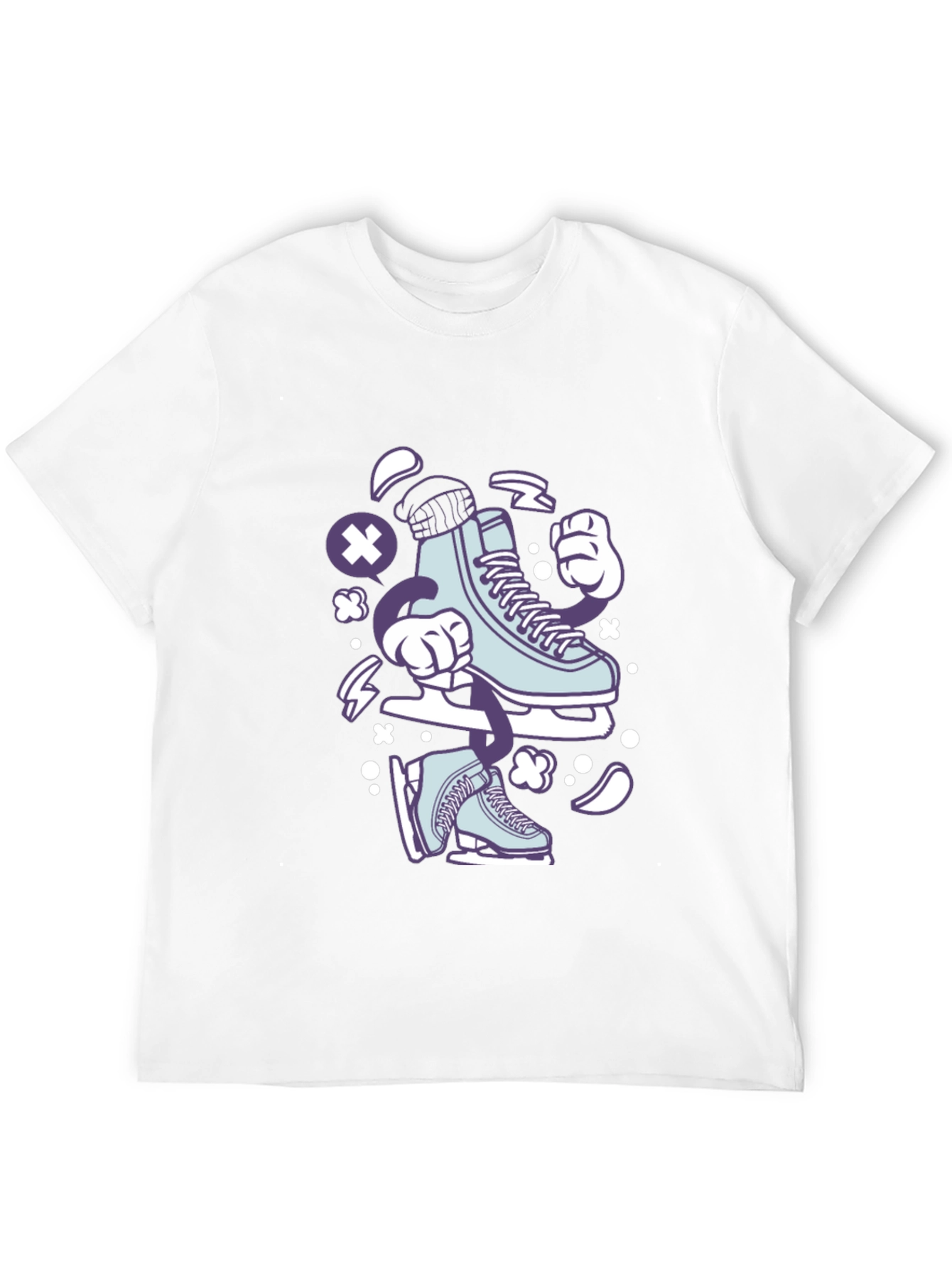 Ice Skate Cartoon Black T-Shirt